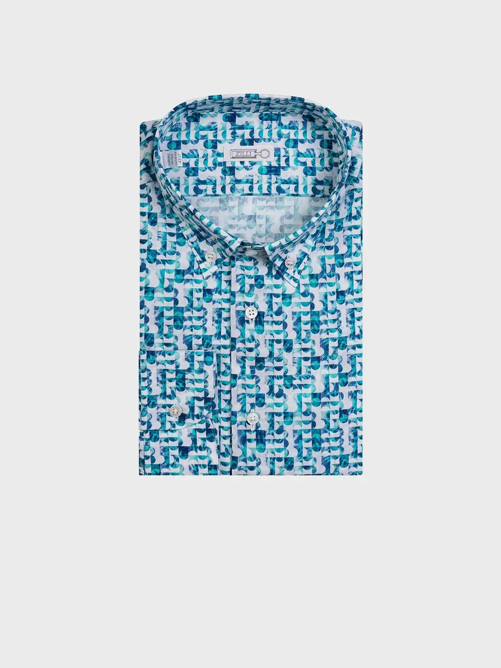 قميص زيللي قطن باللون الأزرق بطبعة فاخرة مميزة