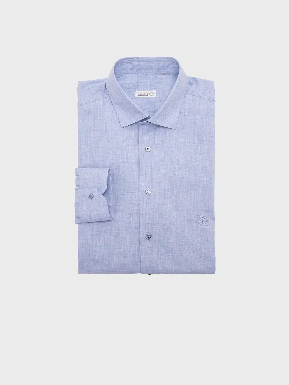 قميص كلاسيكي بأكمام طويلة من القطن والكشمير مع تطريزات من الجريفون الدقيق