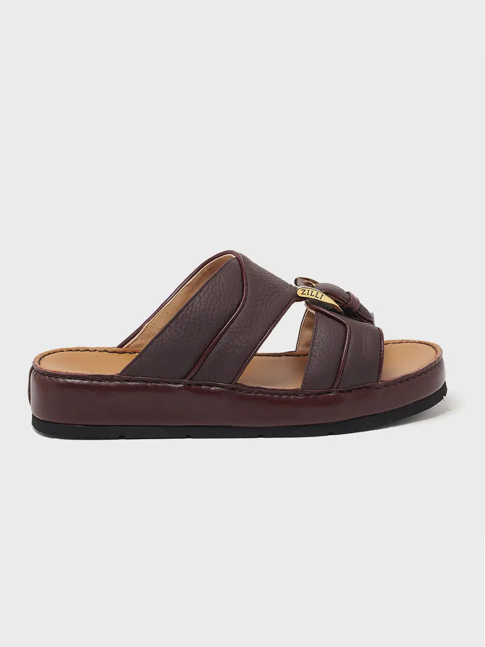 صندل زيللي مصنوع يدويًا من جلد الغزال مع برشام زيللي المطلي بالذهب عيار 18 قيراط