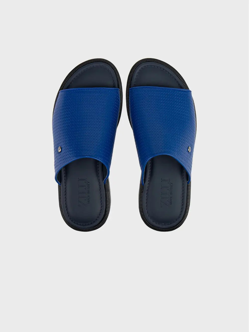 صندل زيللي إليجانس مضفر من جلد العجل من زيللي مع برشام بلمسة نهائية من البلاديوم