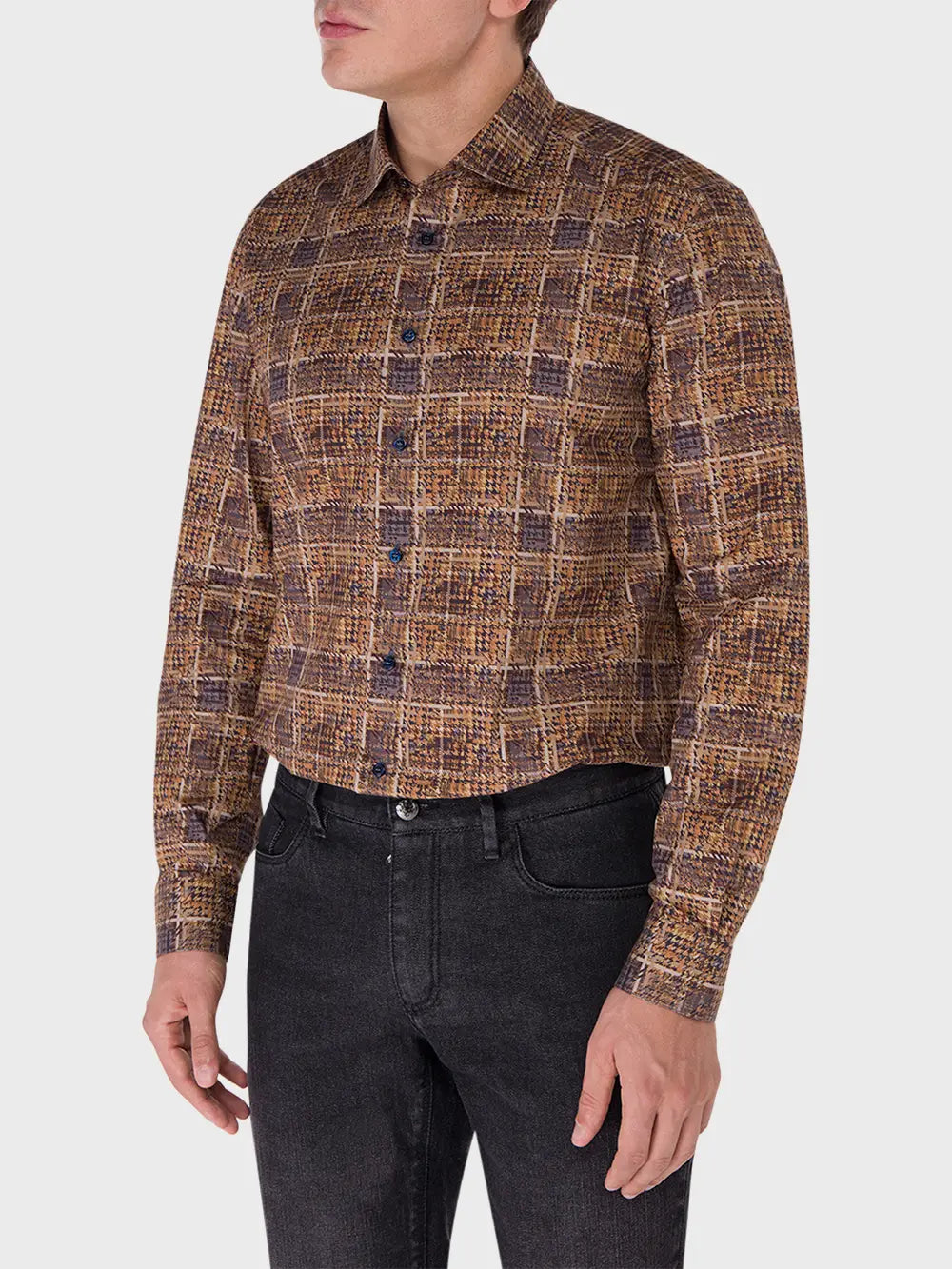 قميص كلاسيكي بأكمام طويلة من القطن الفانيلا الكلاسيكي