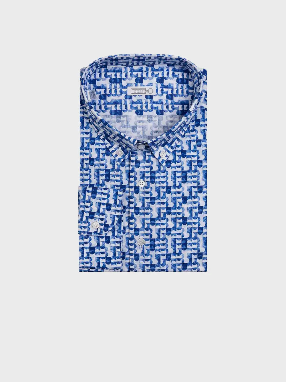 قميص زيللي قطن باللون الأزرق بطبعة فاخرة مميزة