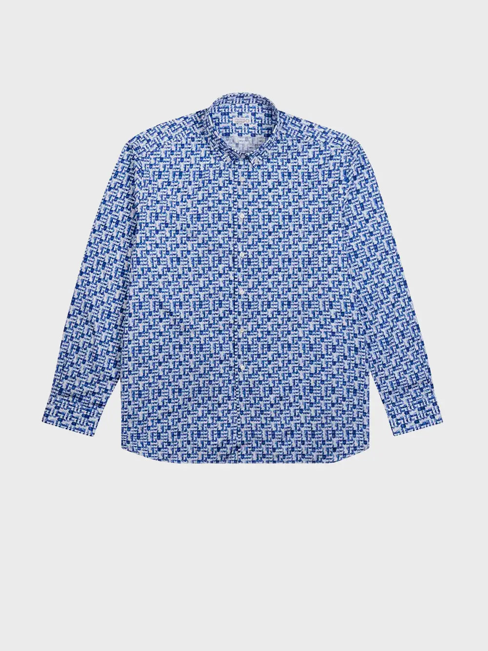 قميص زيللي قطن باللون الأزرق بطبعة فاخرة مميزة