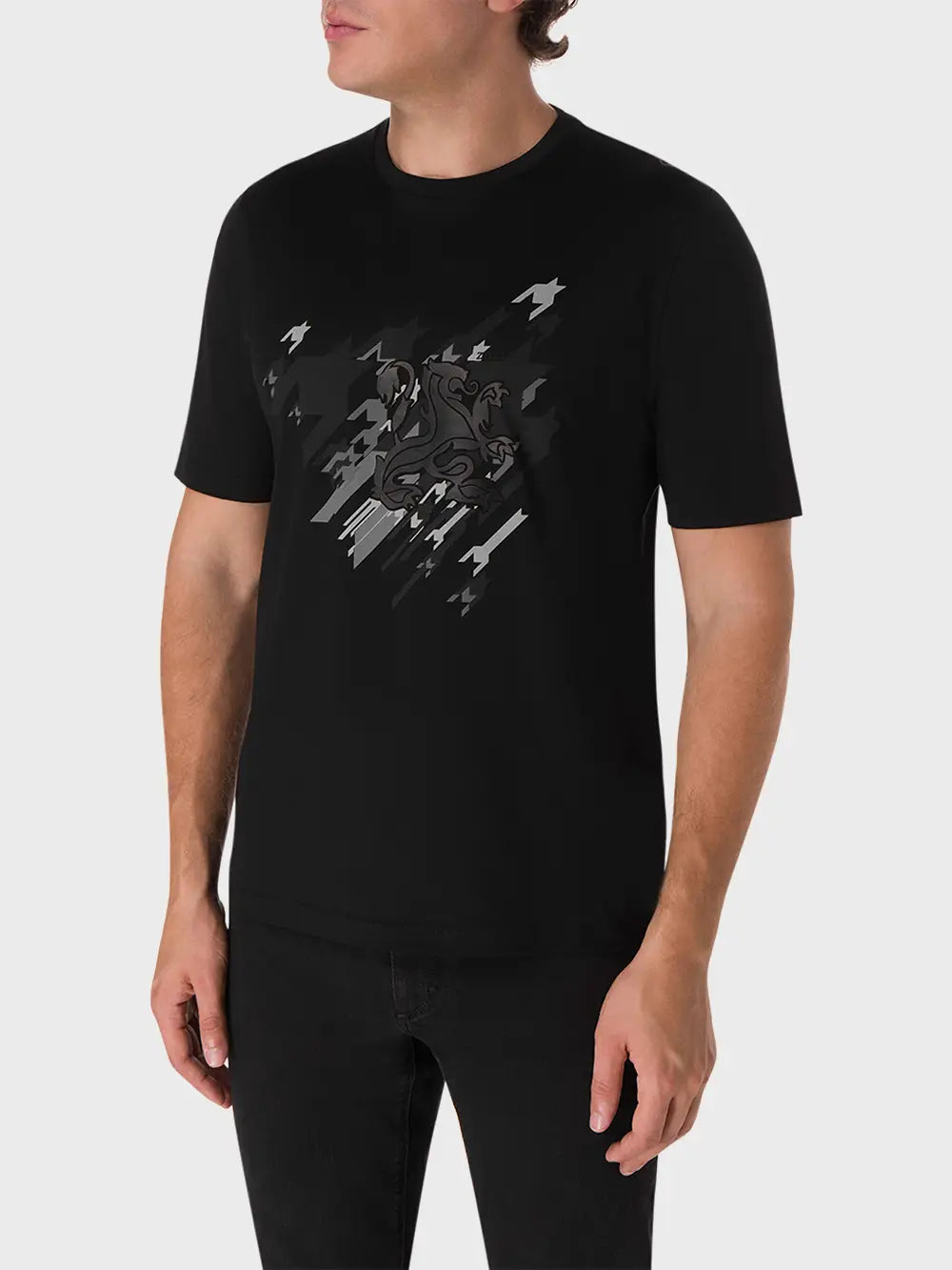 تي شيرت جريفون مرصع بجلد الخروف