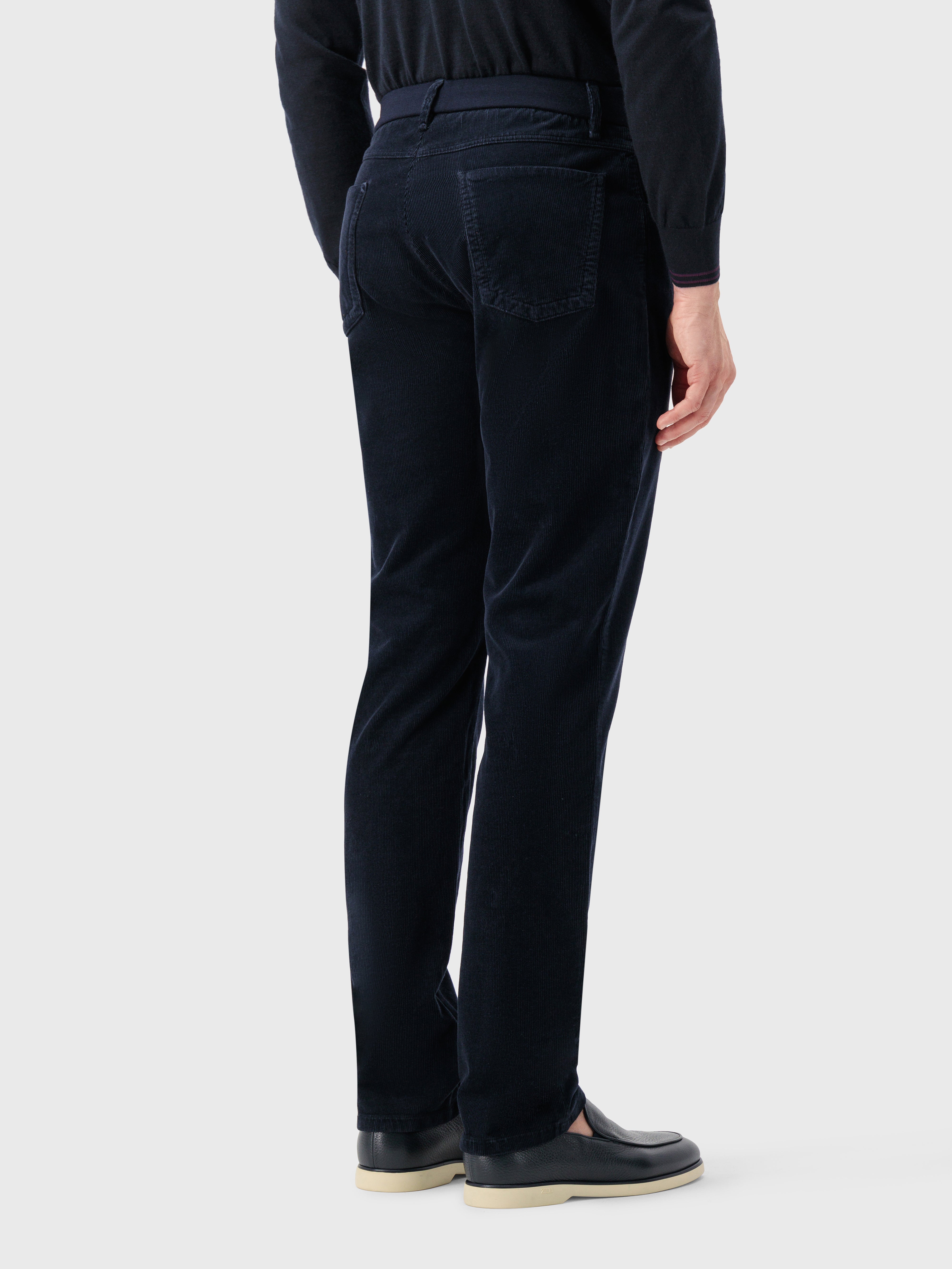 بنطلون جينز كوردوروي قطن أزرق داكن اللون الكحلي