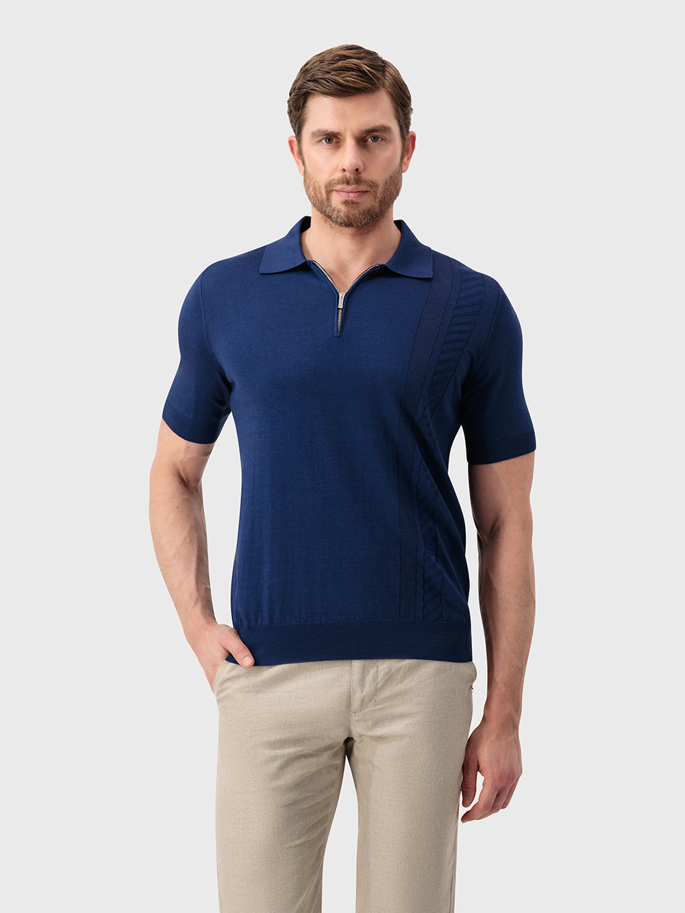 قميص بولو محبوك من الحرير - حبر