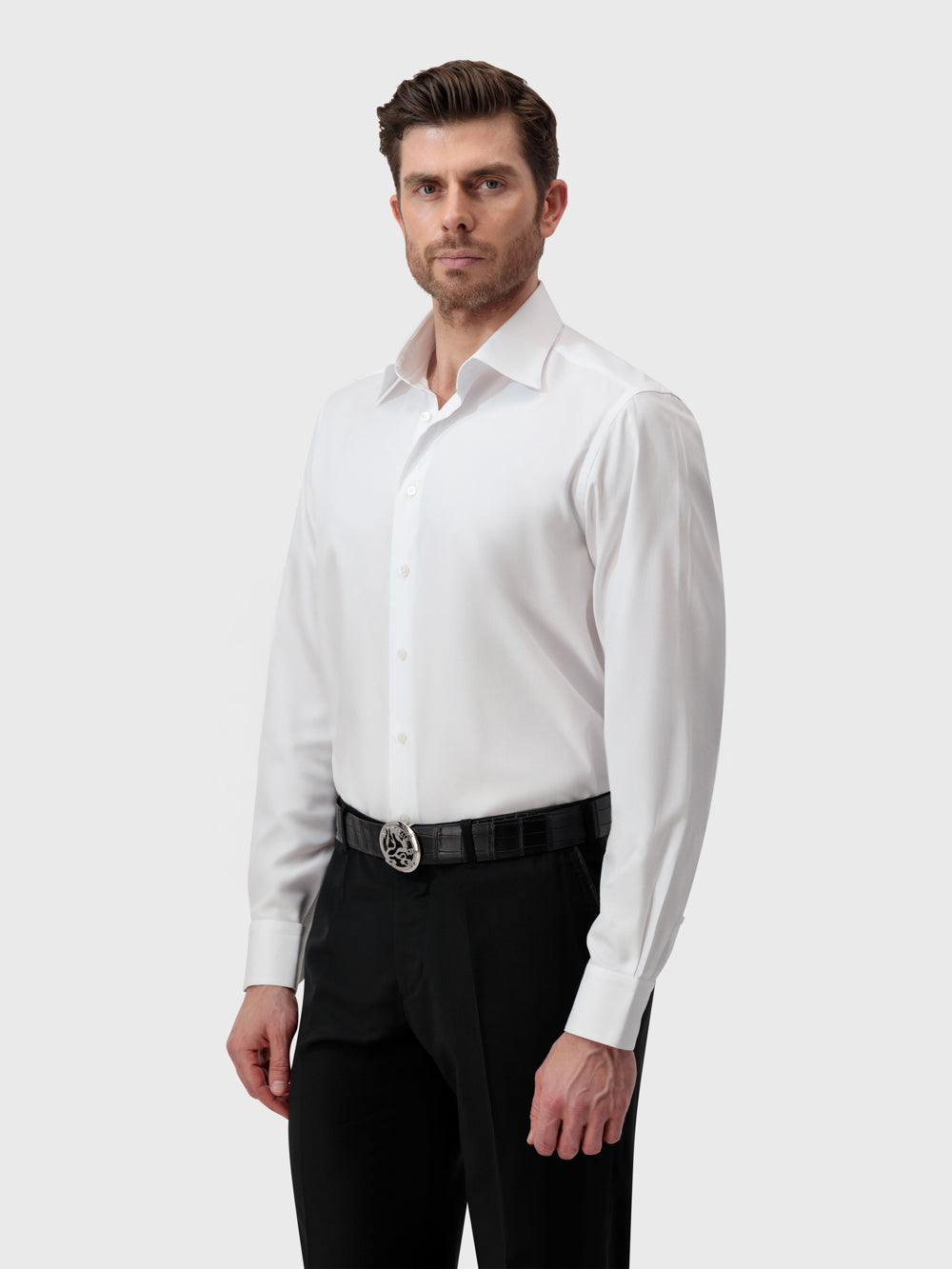 قميص رسمي بملمس رقيق - أبيض