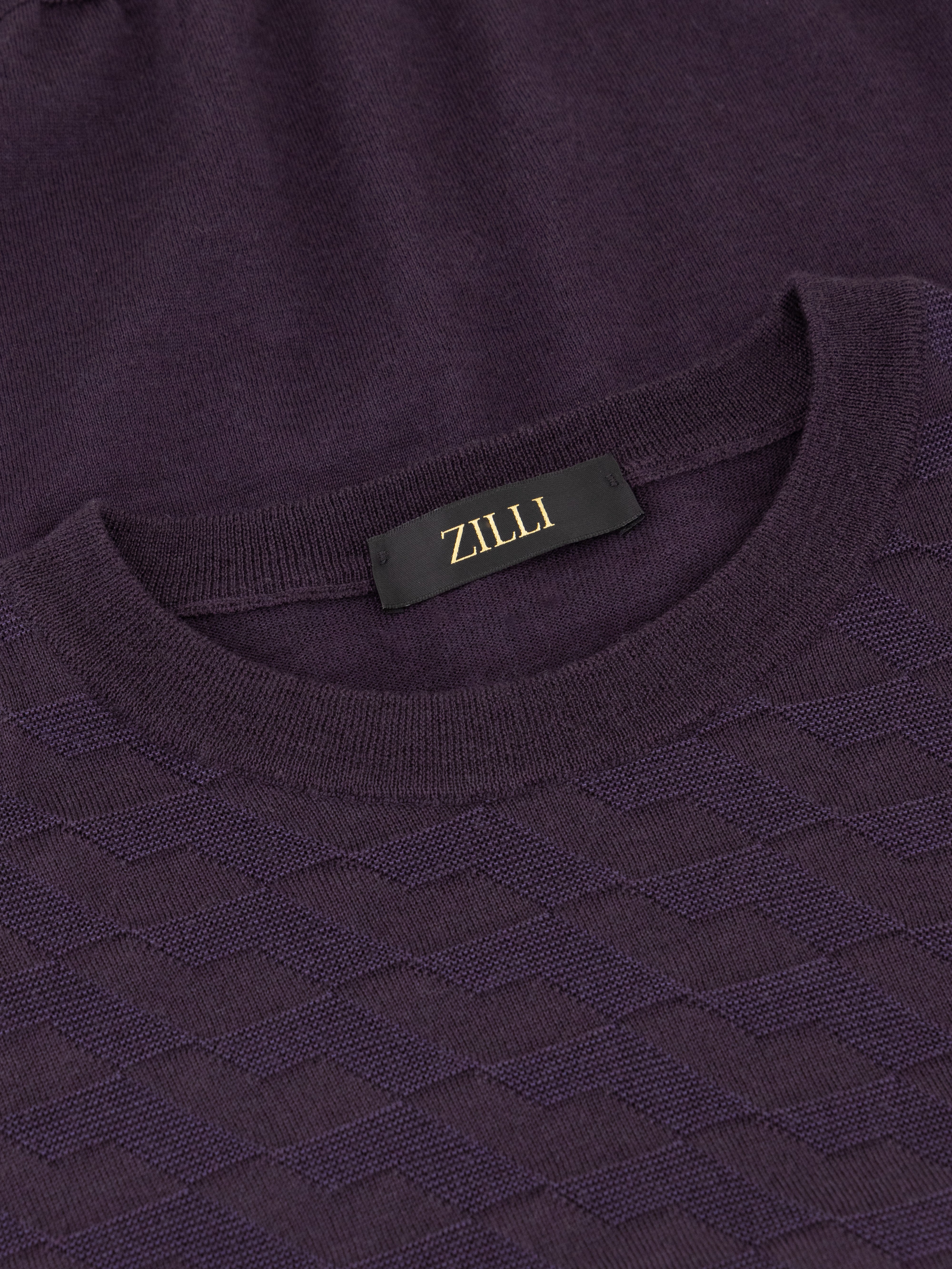 كنزة صوفية من الكشمير والحرير بلوفر من الكشمير والحرير الباذنجاني