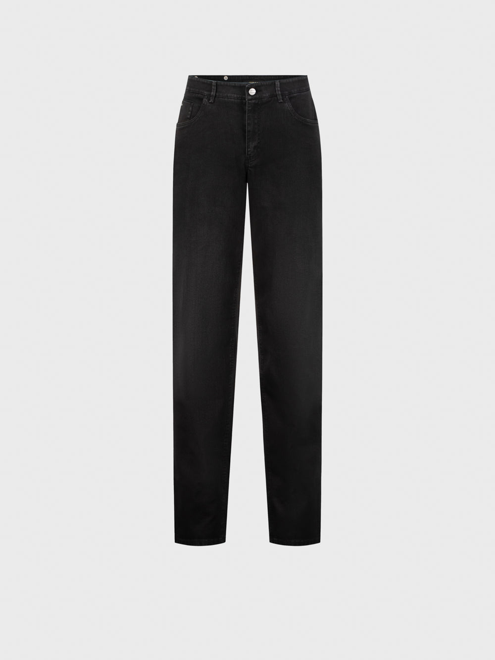 بنطلون قطن دنيم دنيم بقصة عادية بتفاصيل جلد التمساح - أسود