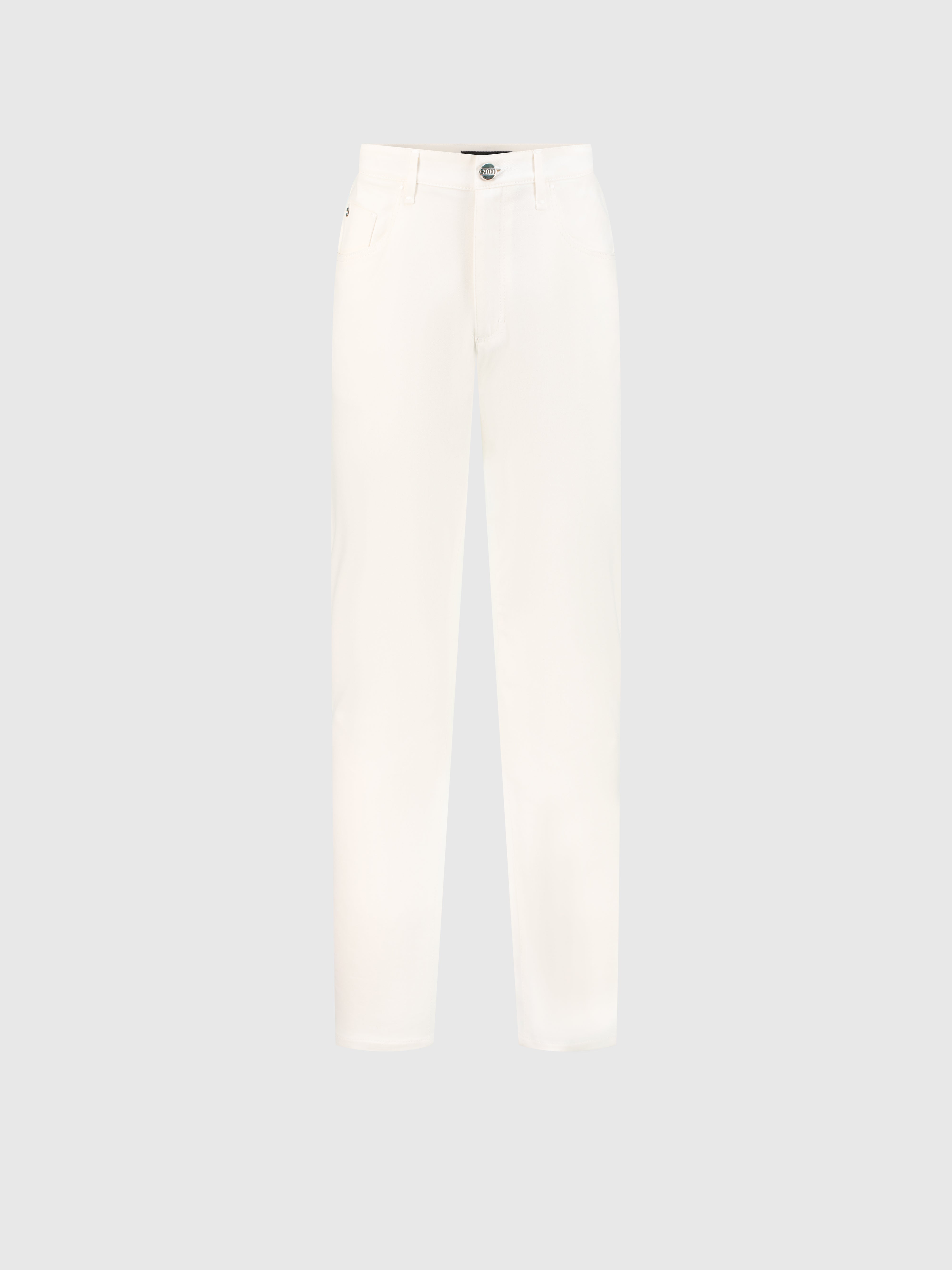 بنطلون جينز برقعة "Z" من جلد الغزال أبيض