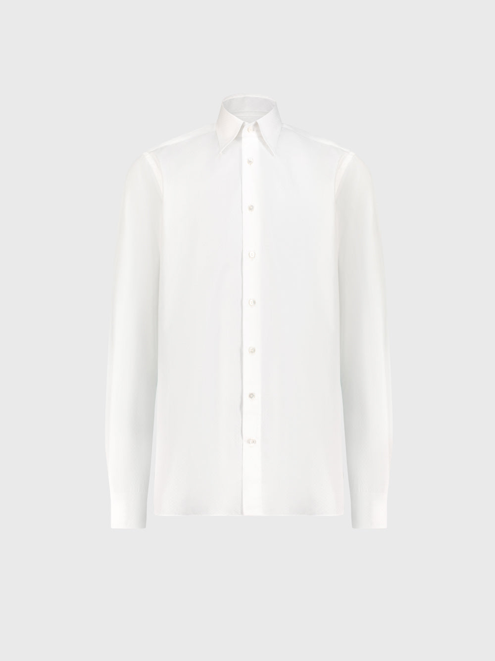 قميص قطن بخياطة ثلاثية أبيض