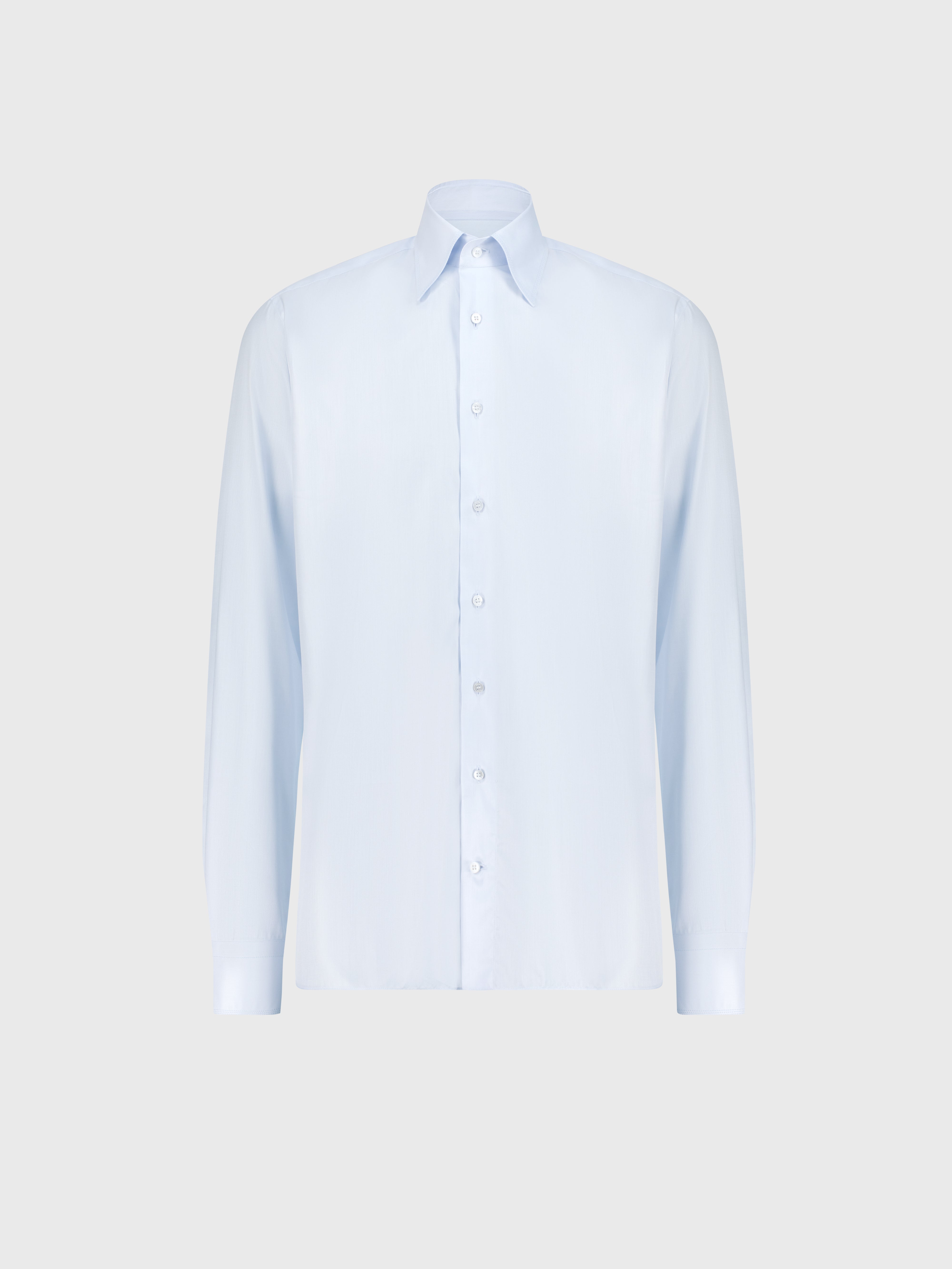 قميص قطن بخياطة ثلاثية أزرق سماوي