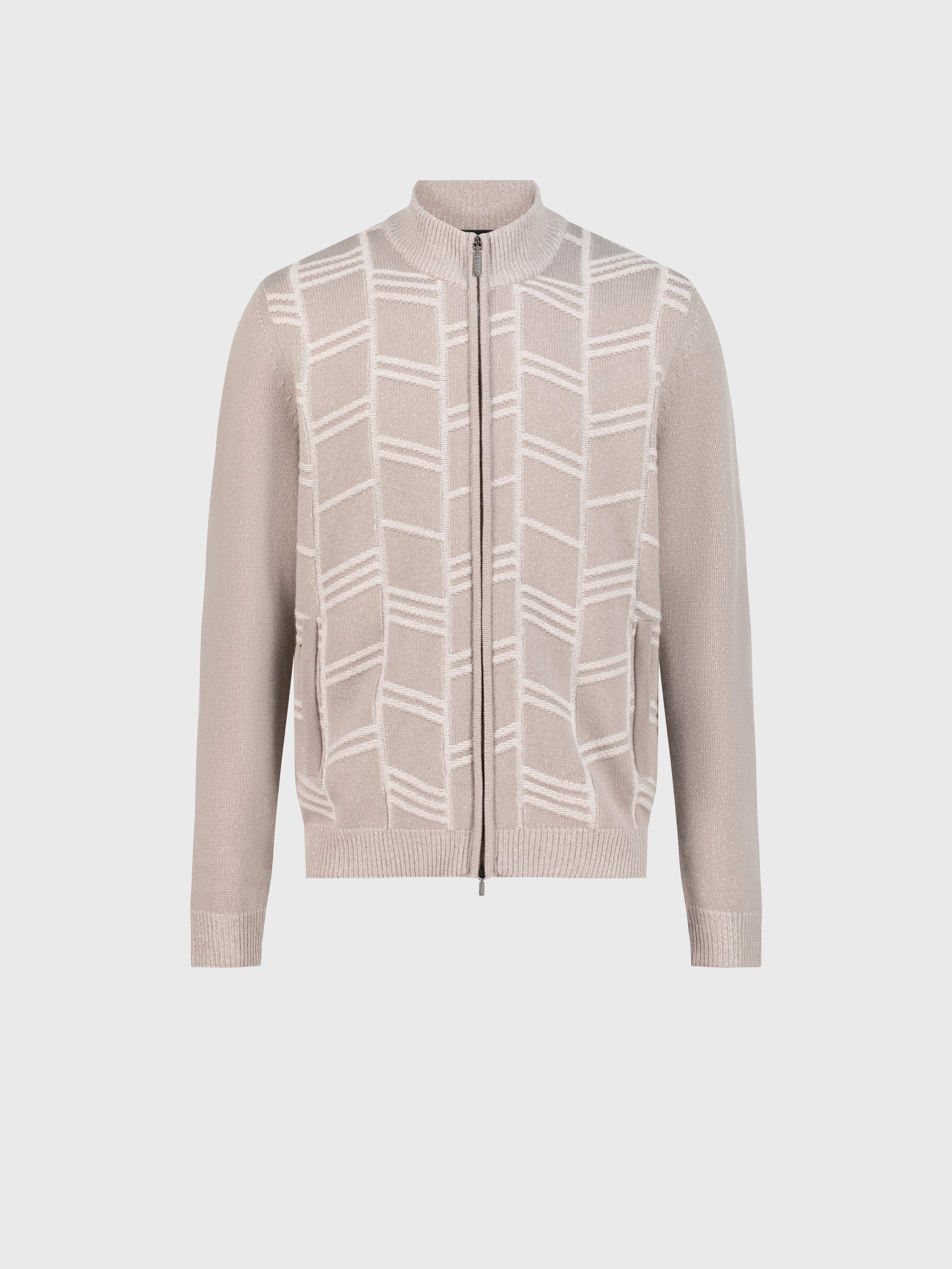 كنزة محبوكة بنقوش هندسية من الكشمير والصوف الحجري