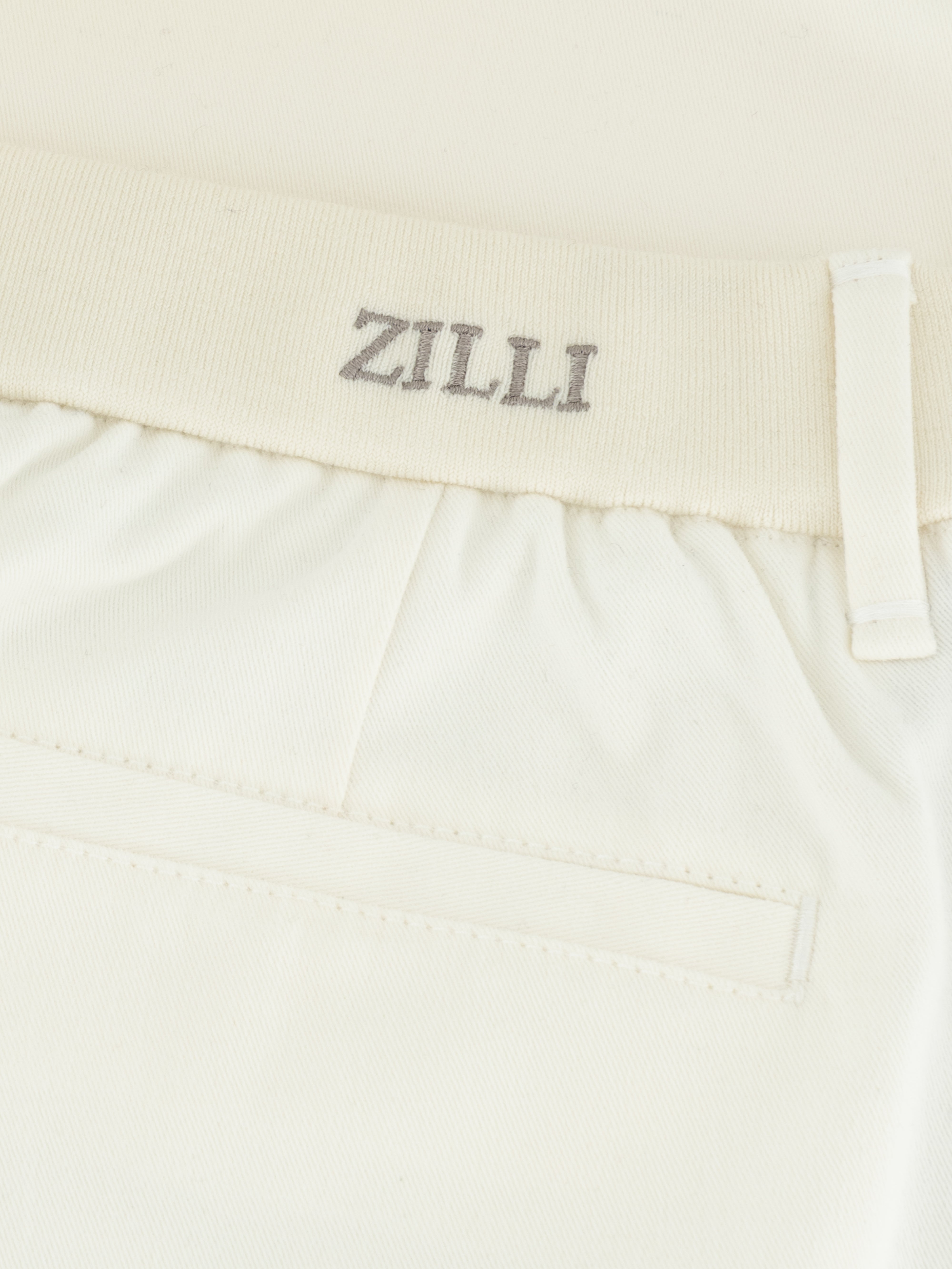 بنطلون بحزام خصر مطاطي مضلع أبيض