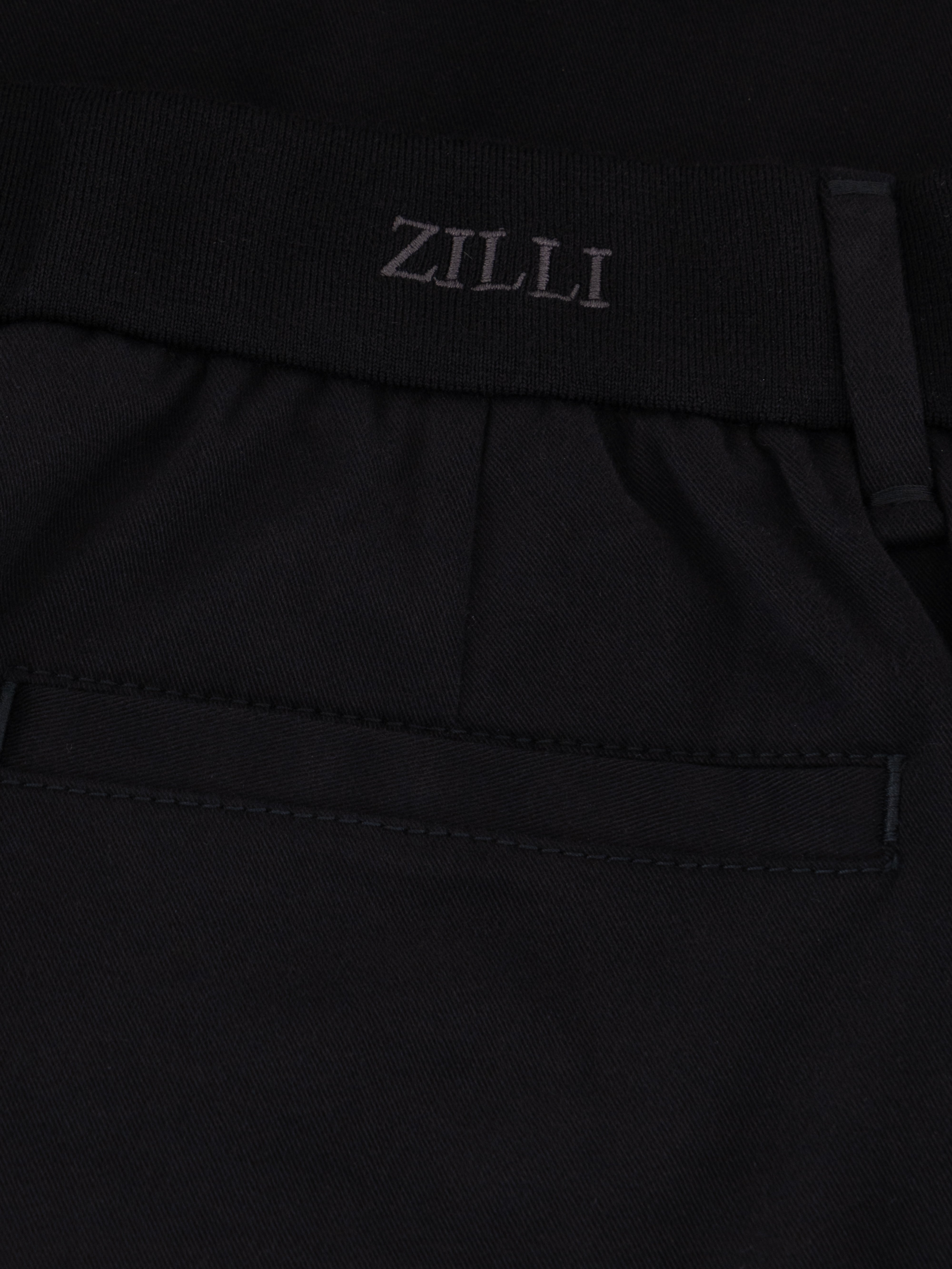 بنطلون بحزام خصر مطاطي مضلع أسود