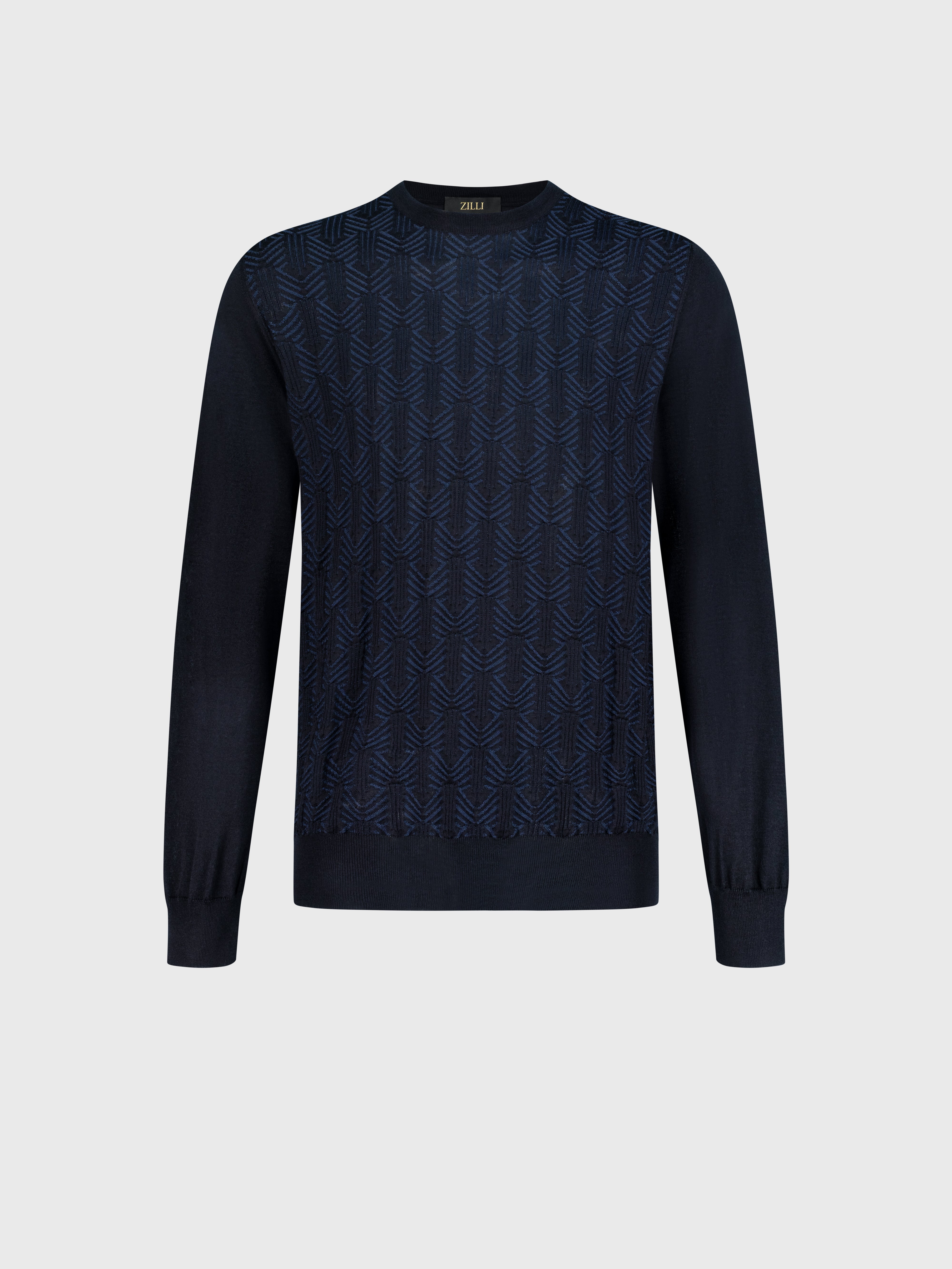 كنزة صوفية بياقة كراون ياقة كحلية داكنة