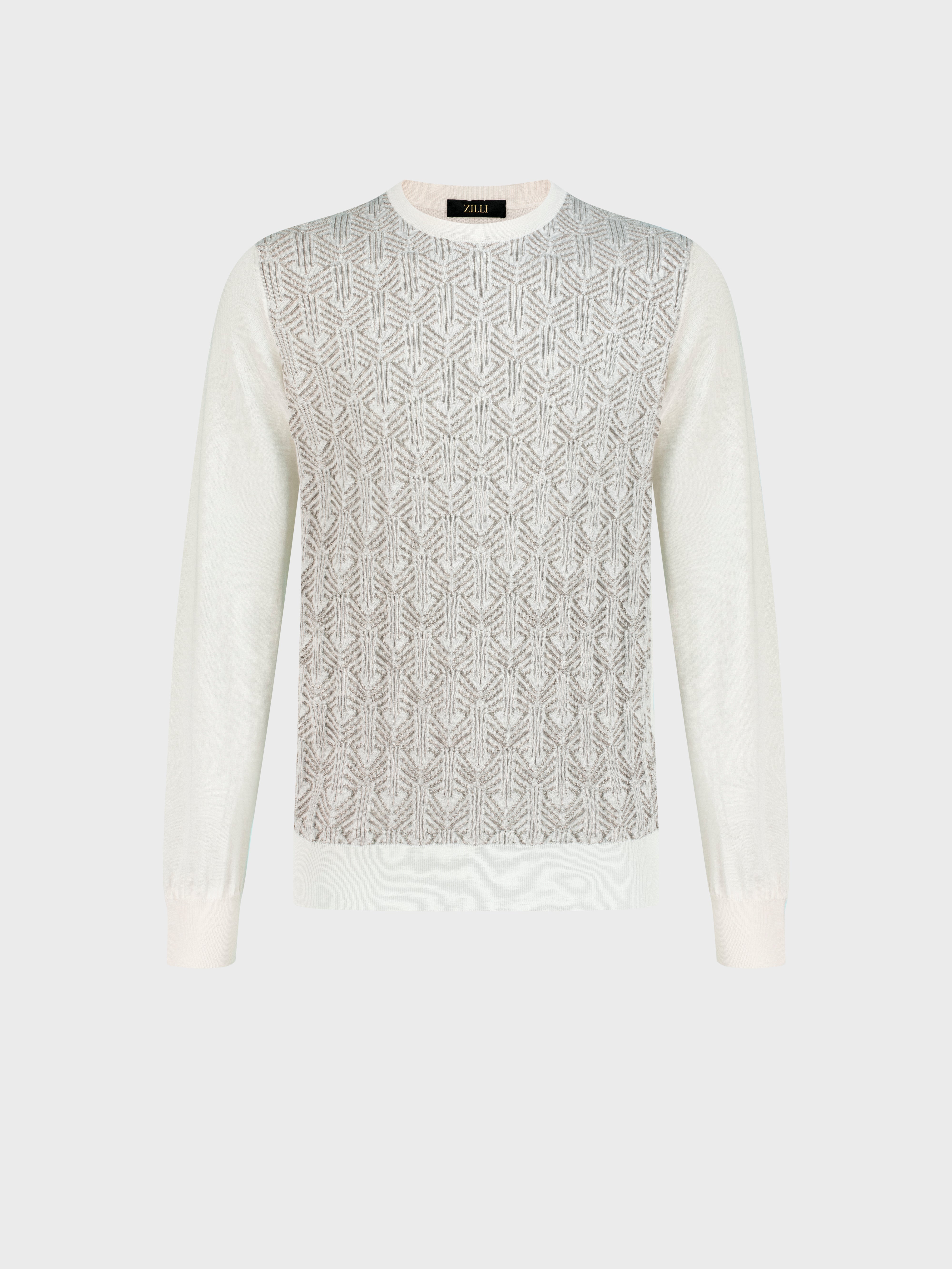 كنزة صوفية بياقة كراونك أبيض