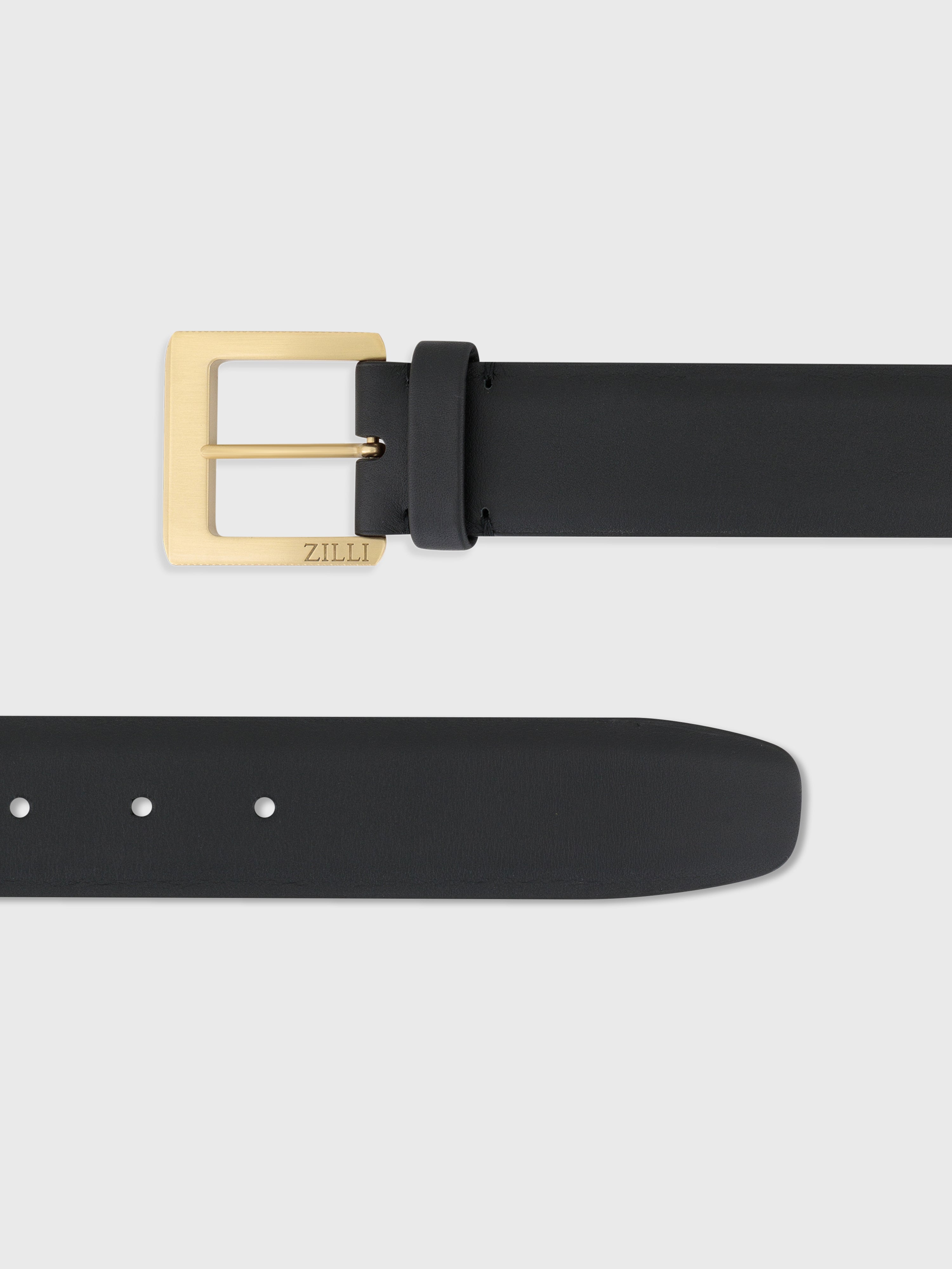 حزام من جلد العجل مع مشبك فستان أسود