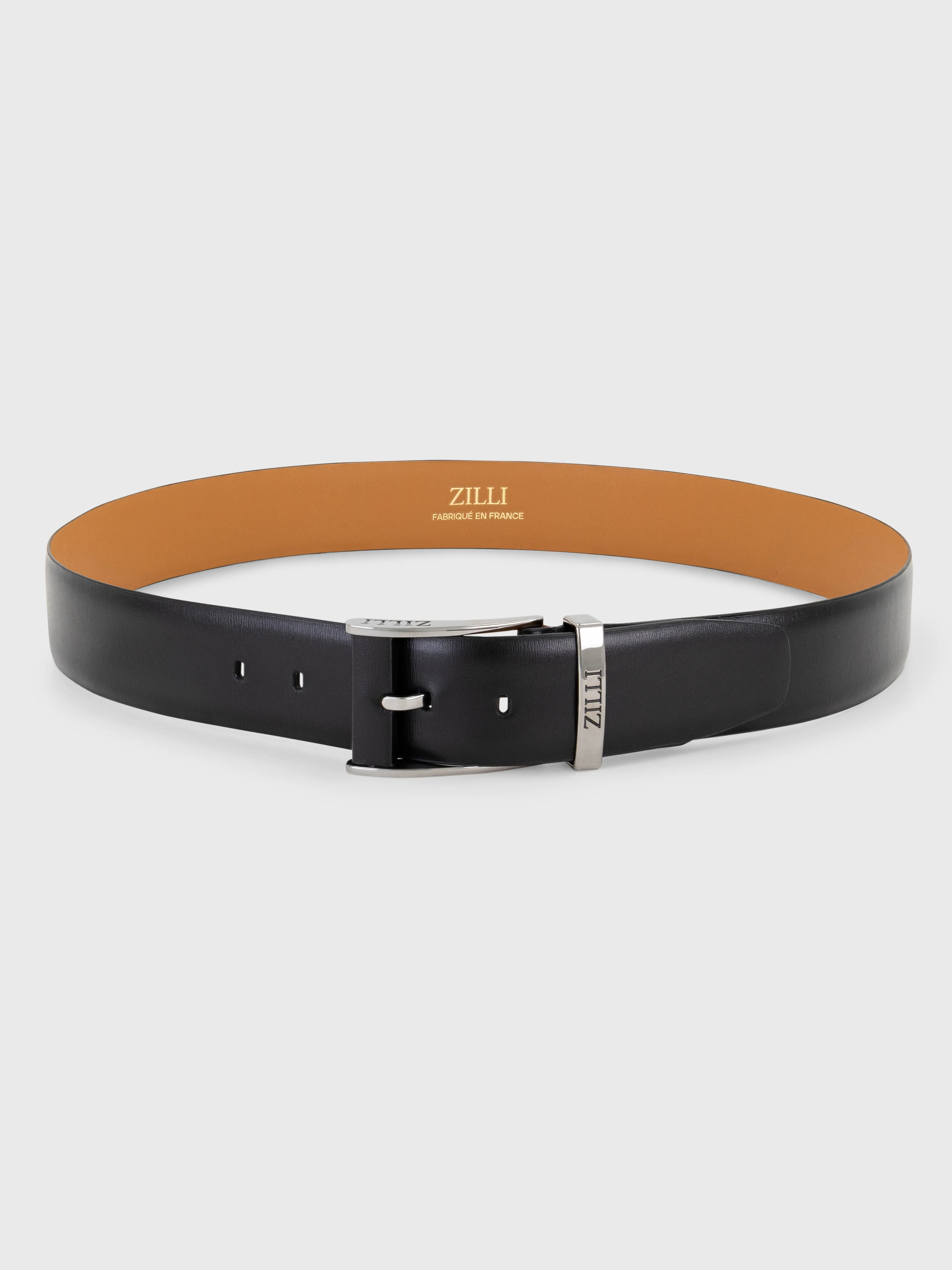 حزام بإبزيم بإبزيم كلاسيكي بلمسة نهائية من البلاديوم - أسود