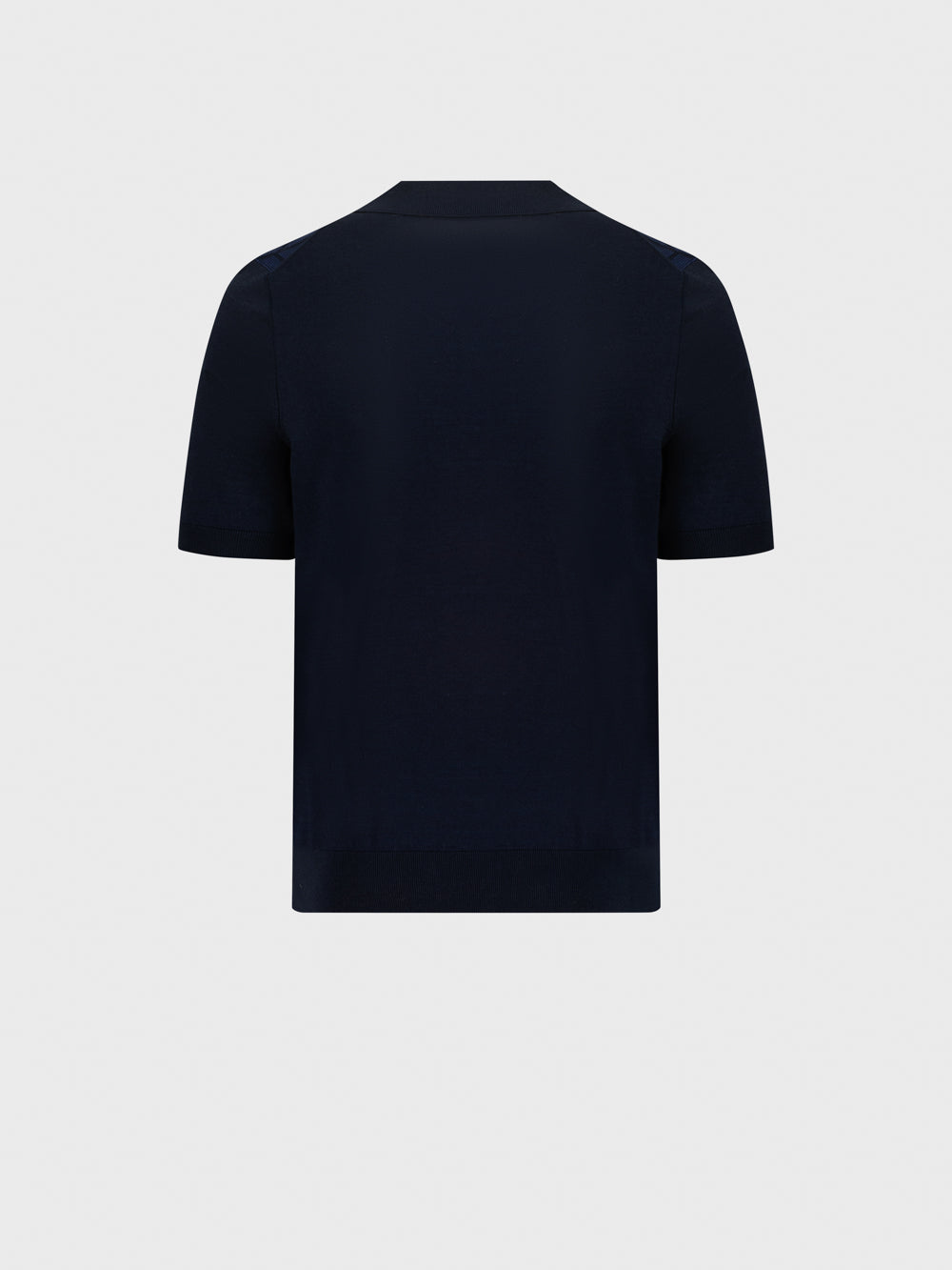 قميص بولو محبوك بنقوش هندسية حريرية - أزرق كحلي