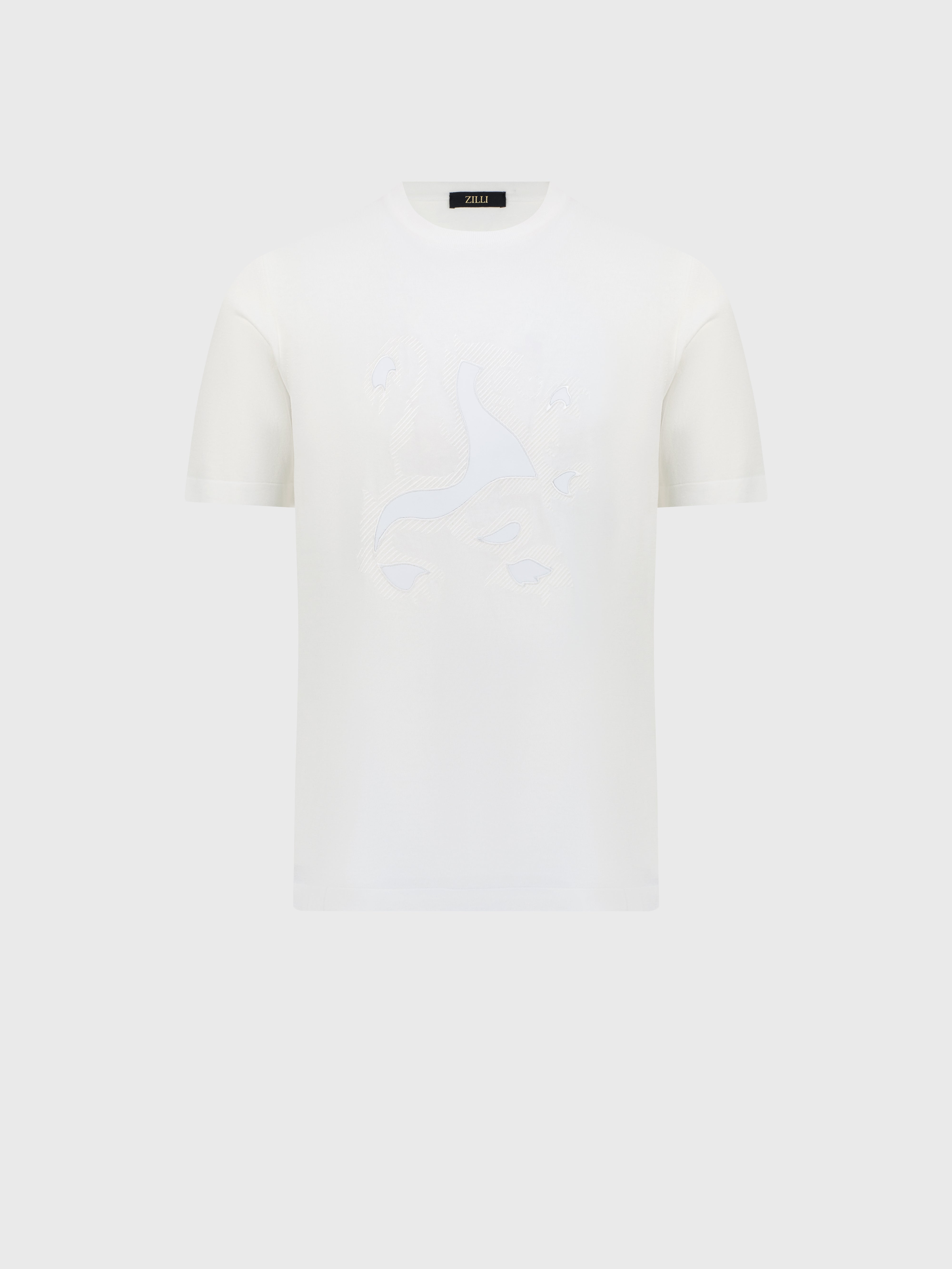 قميص قطني مطرز بتطريز "الأسد الكبير" - أبيض طبيعي