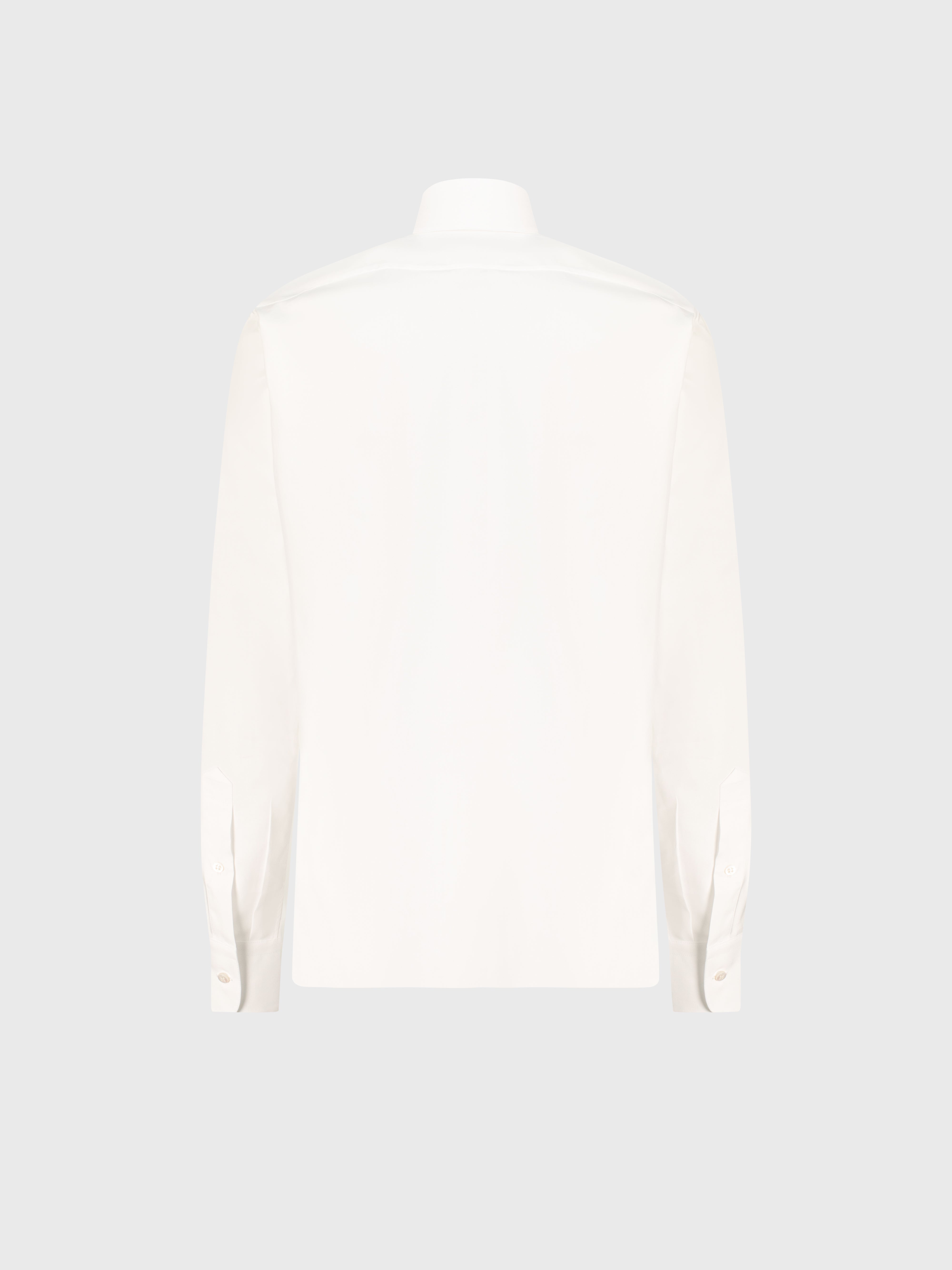 قميص قطن بياقة واحدة مخيط - أبيض لؤلؤي