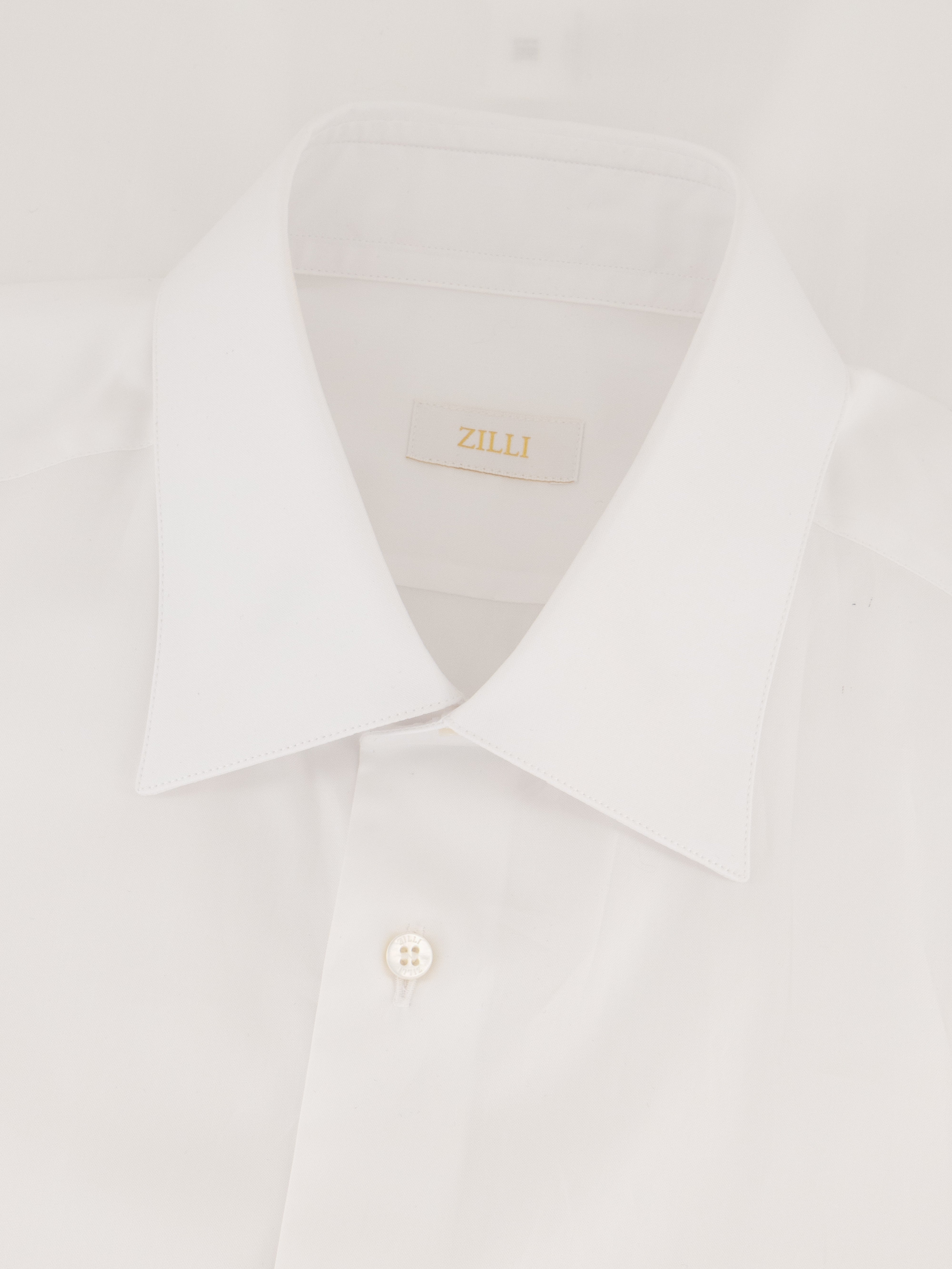قميص قطن بياقة واحدة مخيط - أبيض لؤلؤي