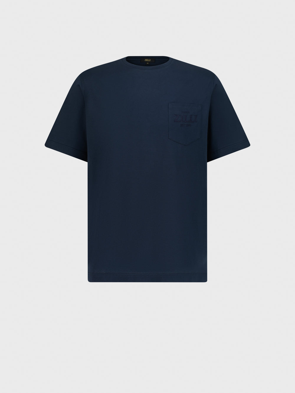 قميص زيللي قطن بجيب على الصدر - أزرق كحلي