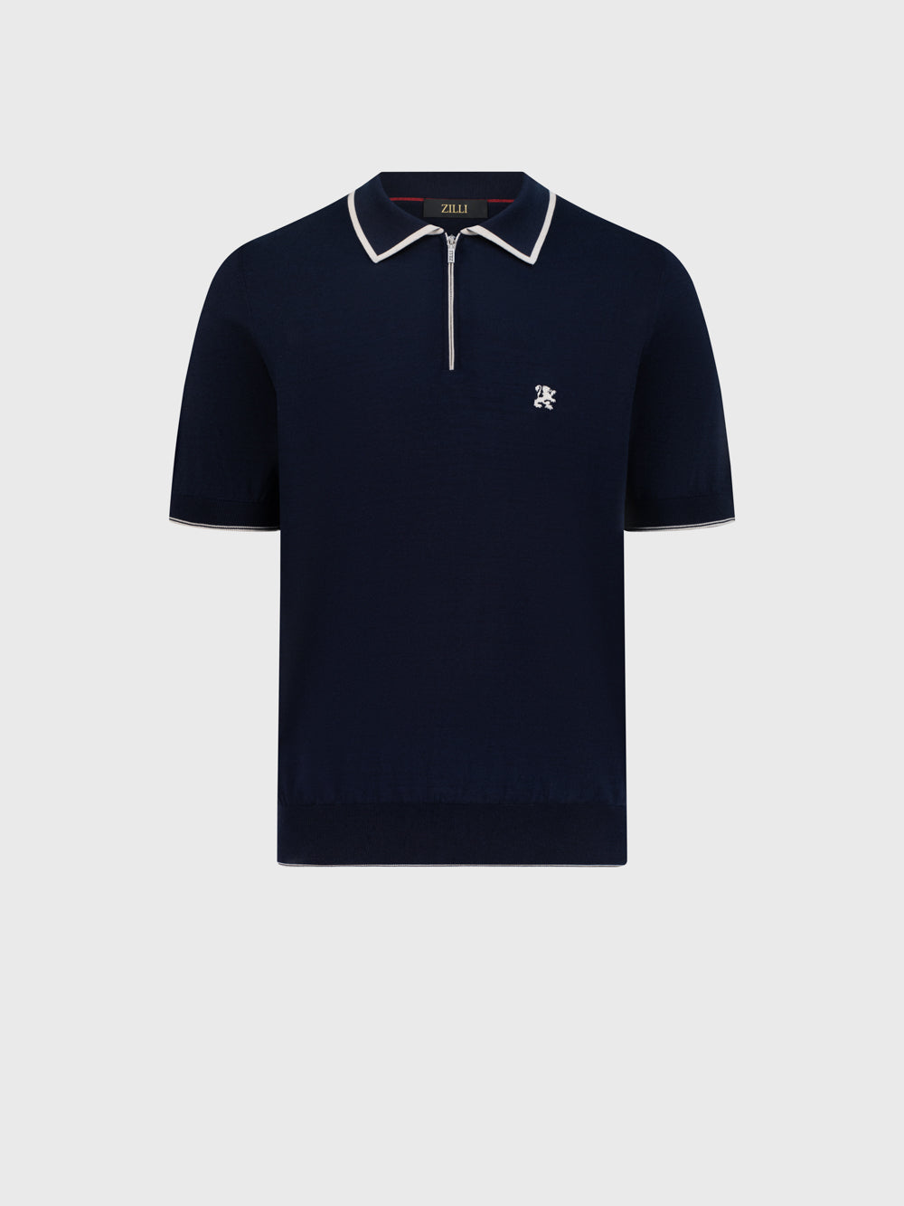 بولو بولو "ليون بيكيه" من الحرير والقطن المحبوك - أزرق كحلي