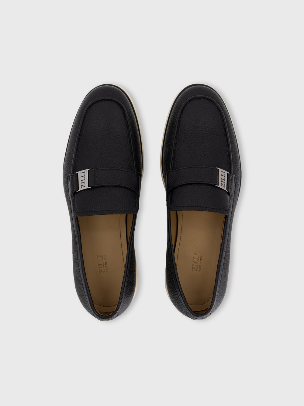 حذاء بدون كعب من جلد العجل - أسود