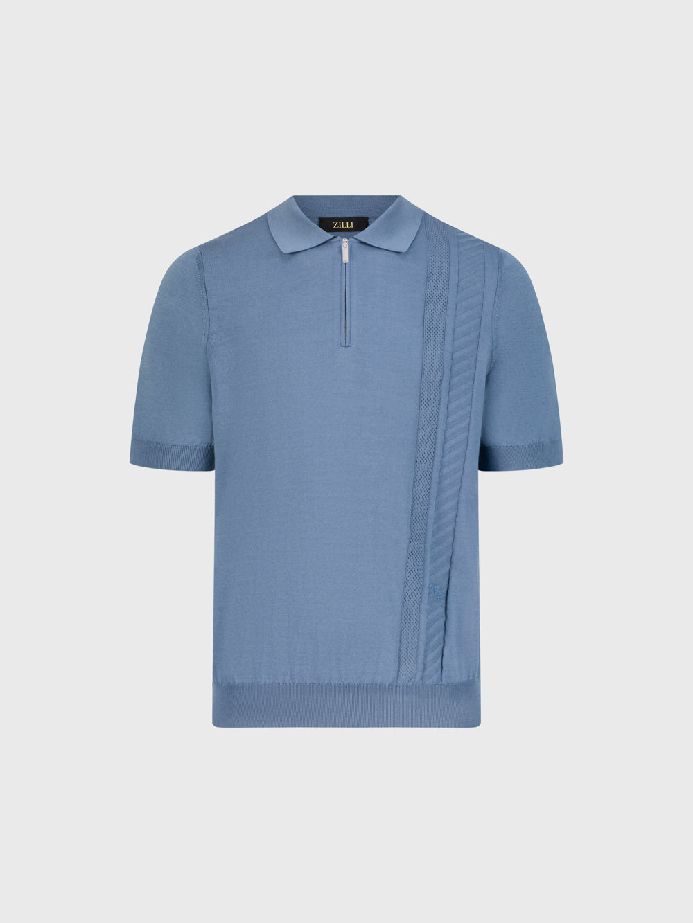 قميص بولو محبوك من الحرير - أونيكس أزرق باهت