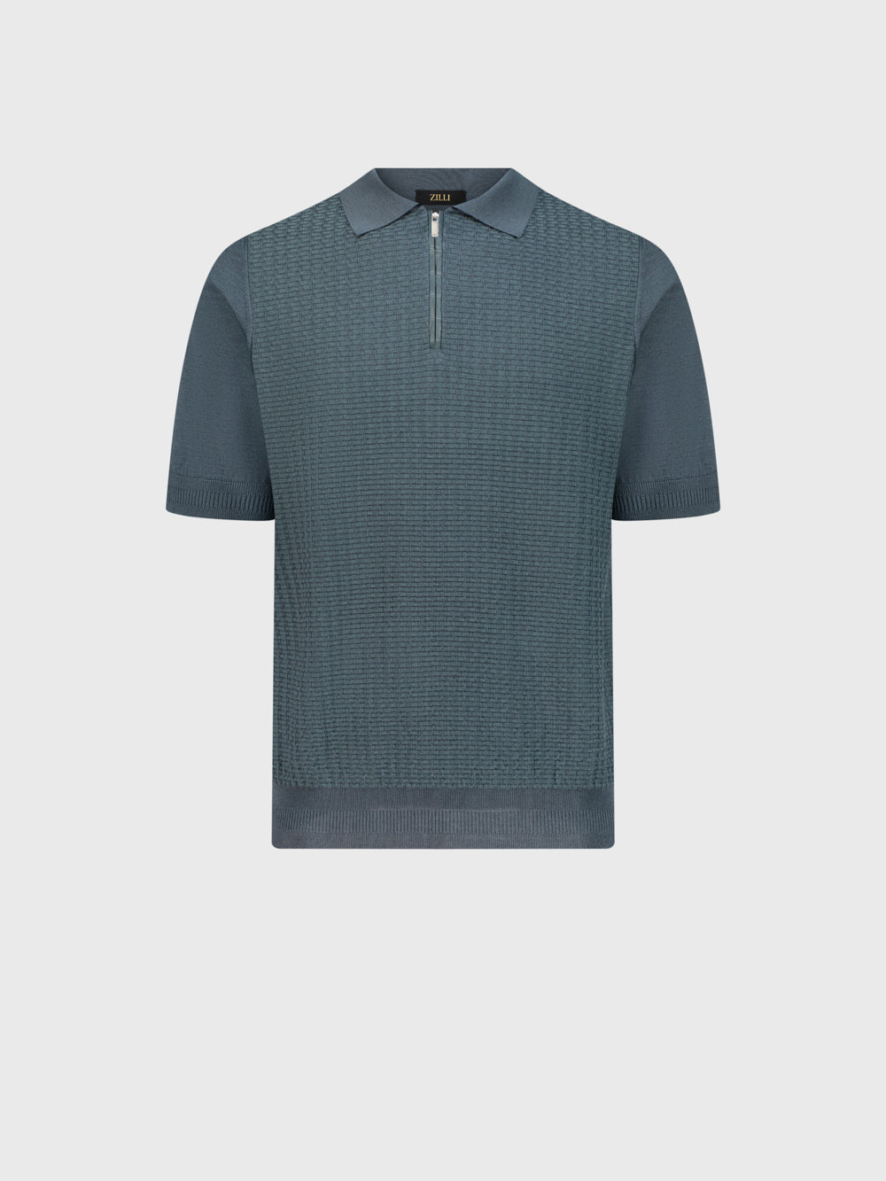 بولو بولو "مستطيل" من الحرير والقطن المحبوك بتفاصيل التمساح - كاكي باهت