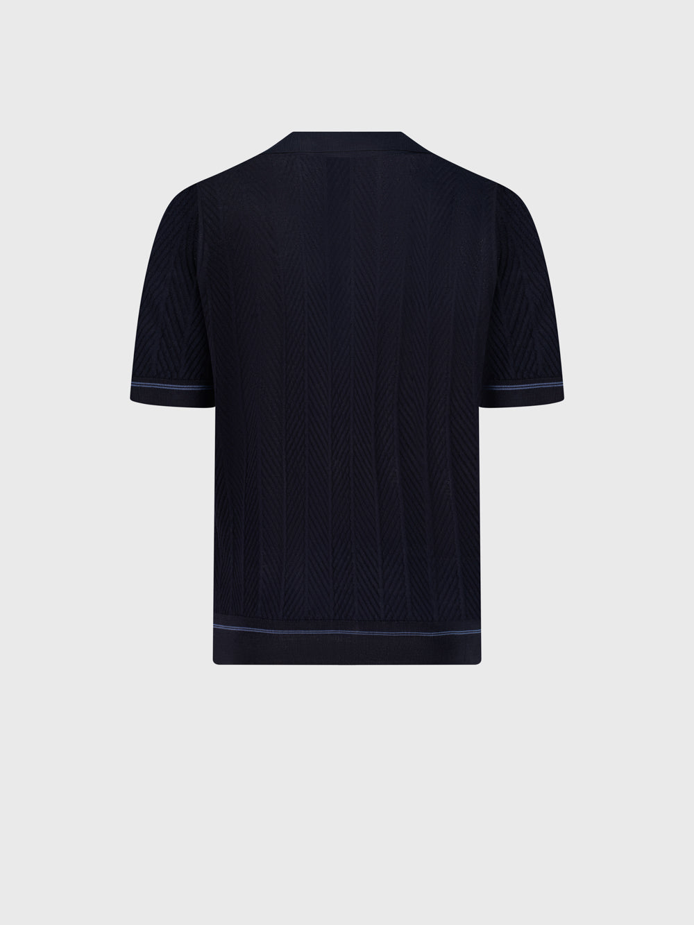 قميص حريري محبوك بنقوش هندسية - أزرق كحلي