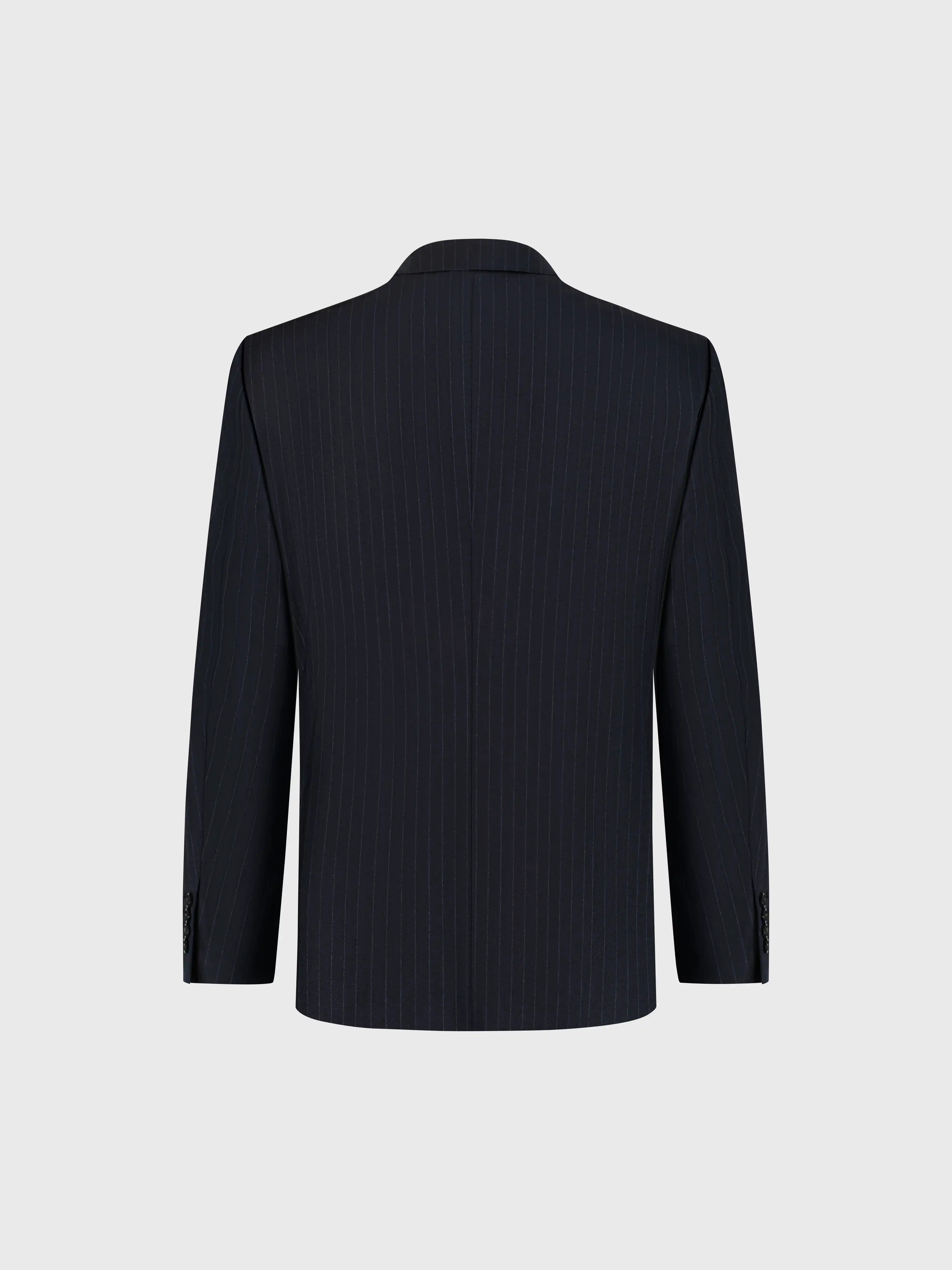 بدلة مخططة بالقلم الرصاص - كحلي غامق