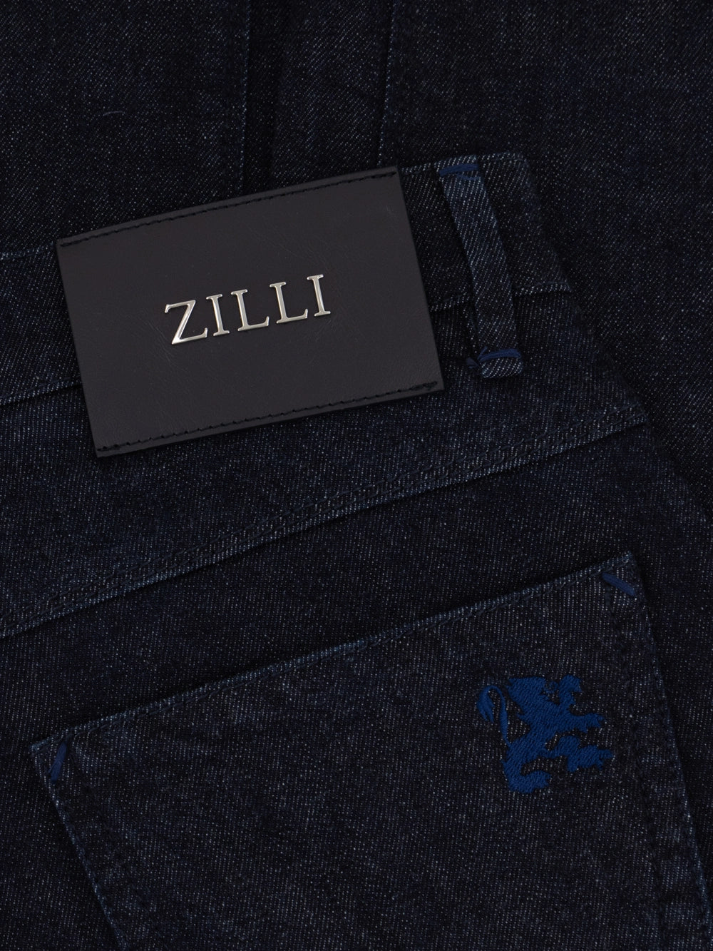 ZILLI جينز برقعة من الجلد المدبوغ - أزرق داكن