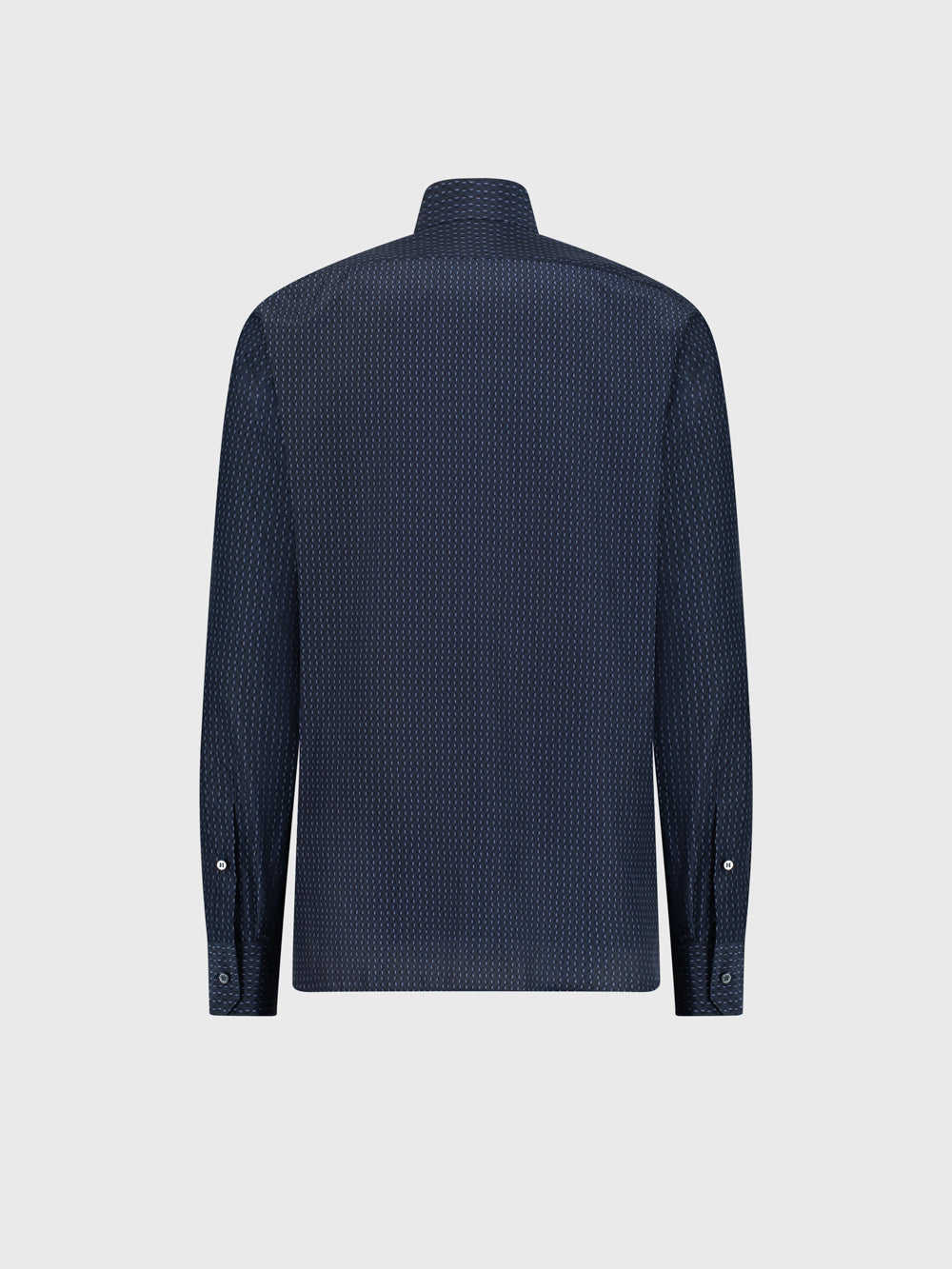 قميص قطن منقوش بنقوش هندسية - أزرق دخاني