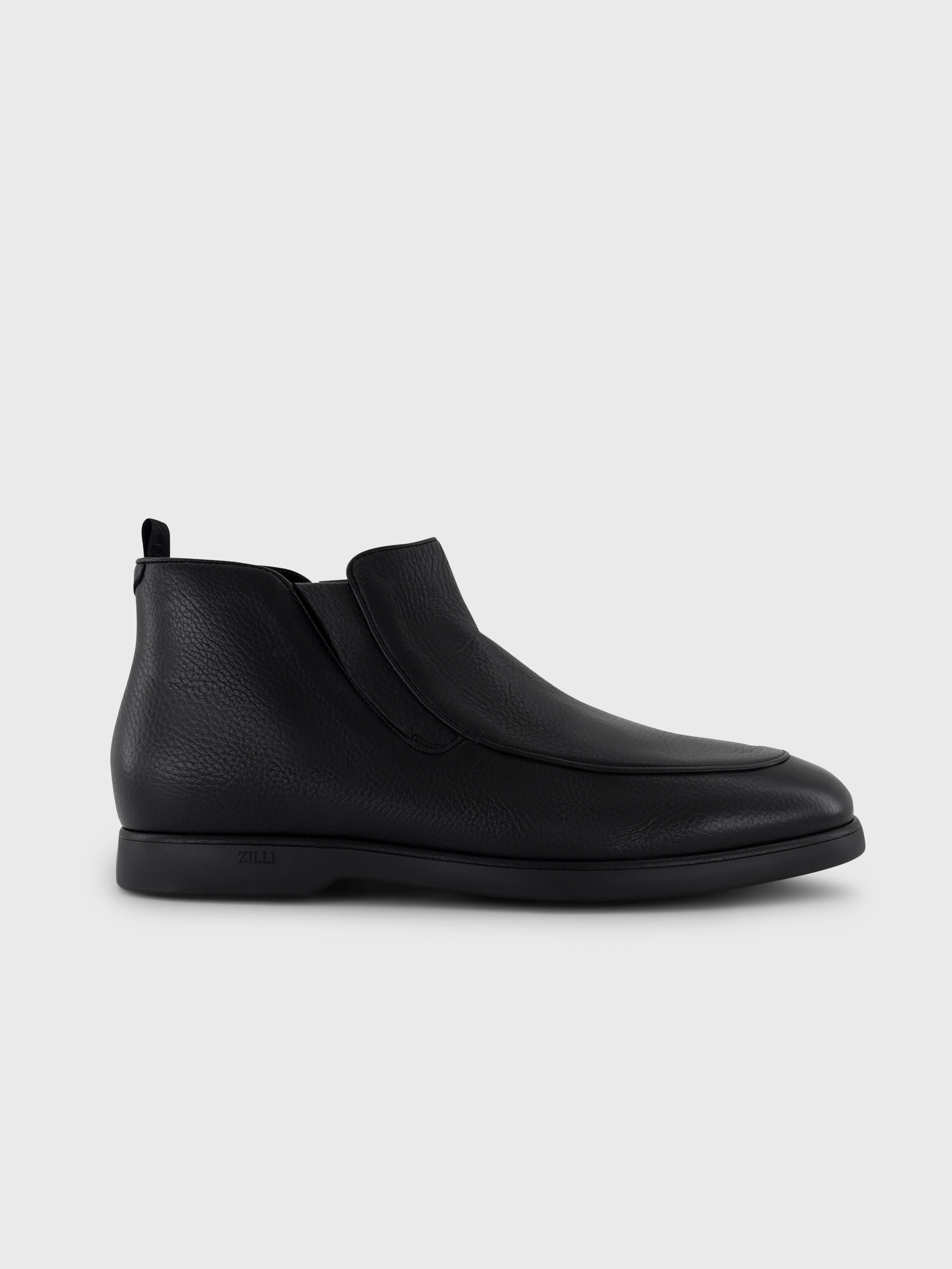 جزمة جلدية للكاحل - أسود