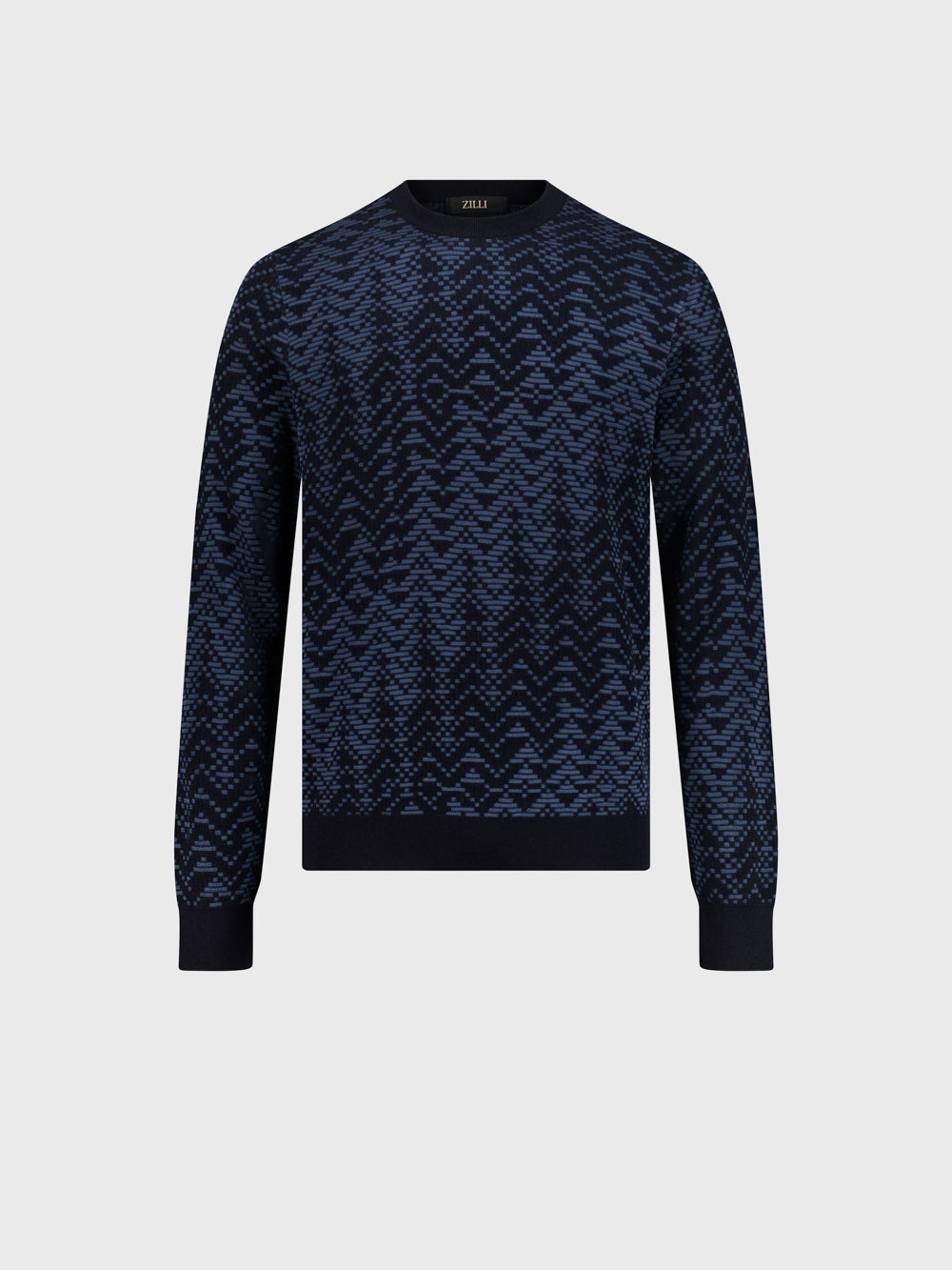 كنزة صوفية بنقشة شيفرون - كحلي غامق