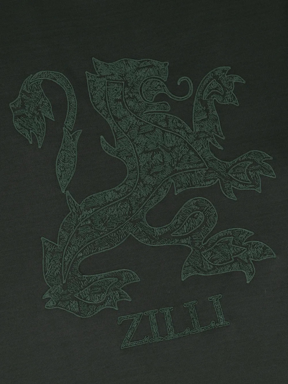 تي شيرت مطرز بتطريز الأسد الكبير - دارك سيج