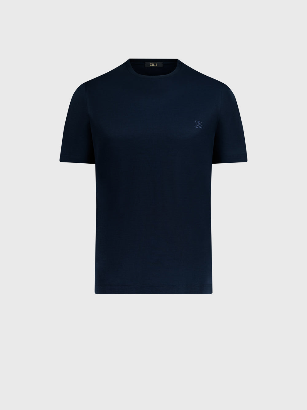 تي شيرت مطرز بتطريز أسد على الصدر - كحلي غامق