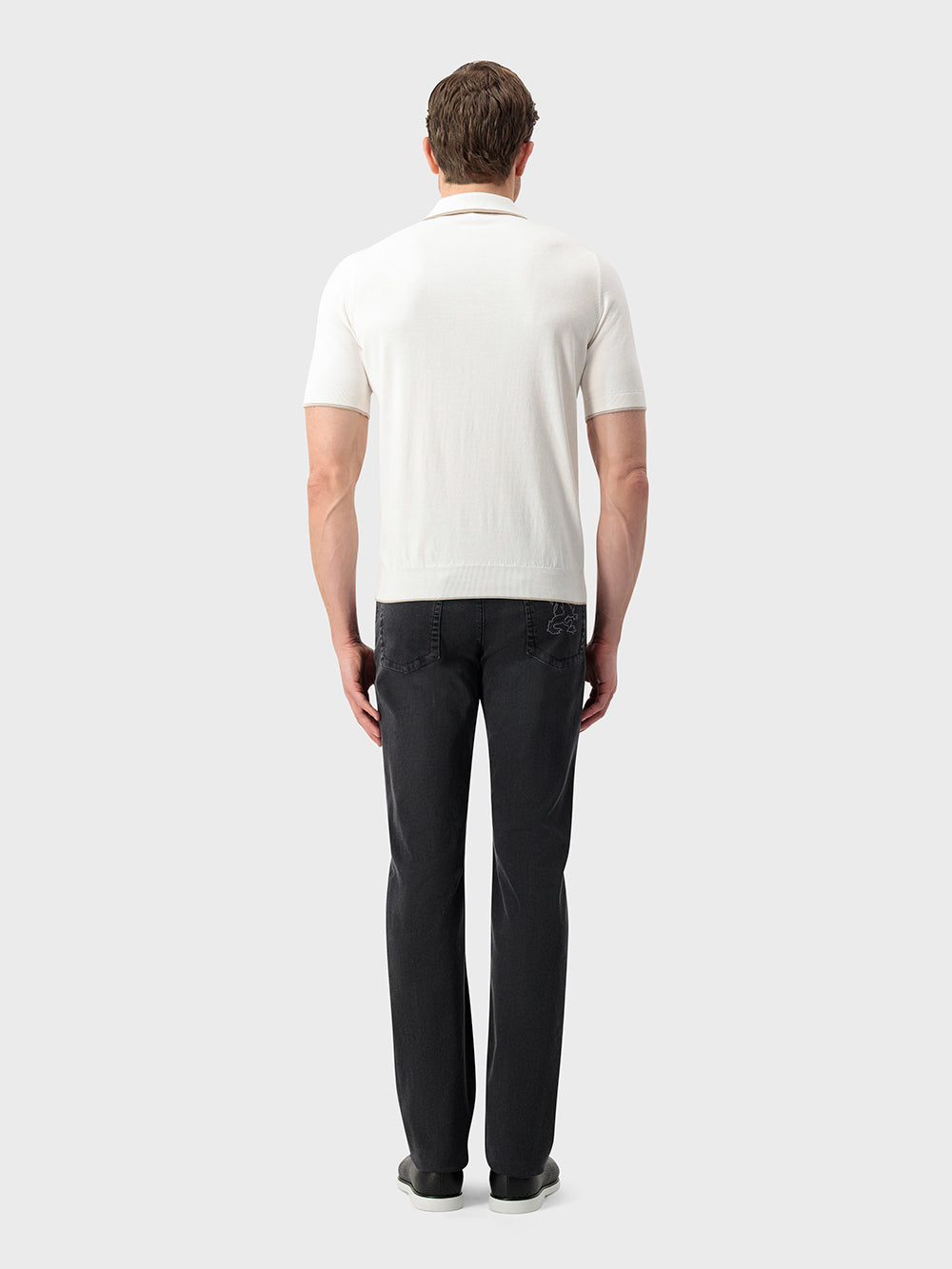 بولو "ليون بيكيه" من الحرير والقطن المحبوك - أبيض طبيعي