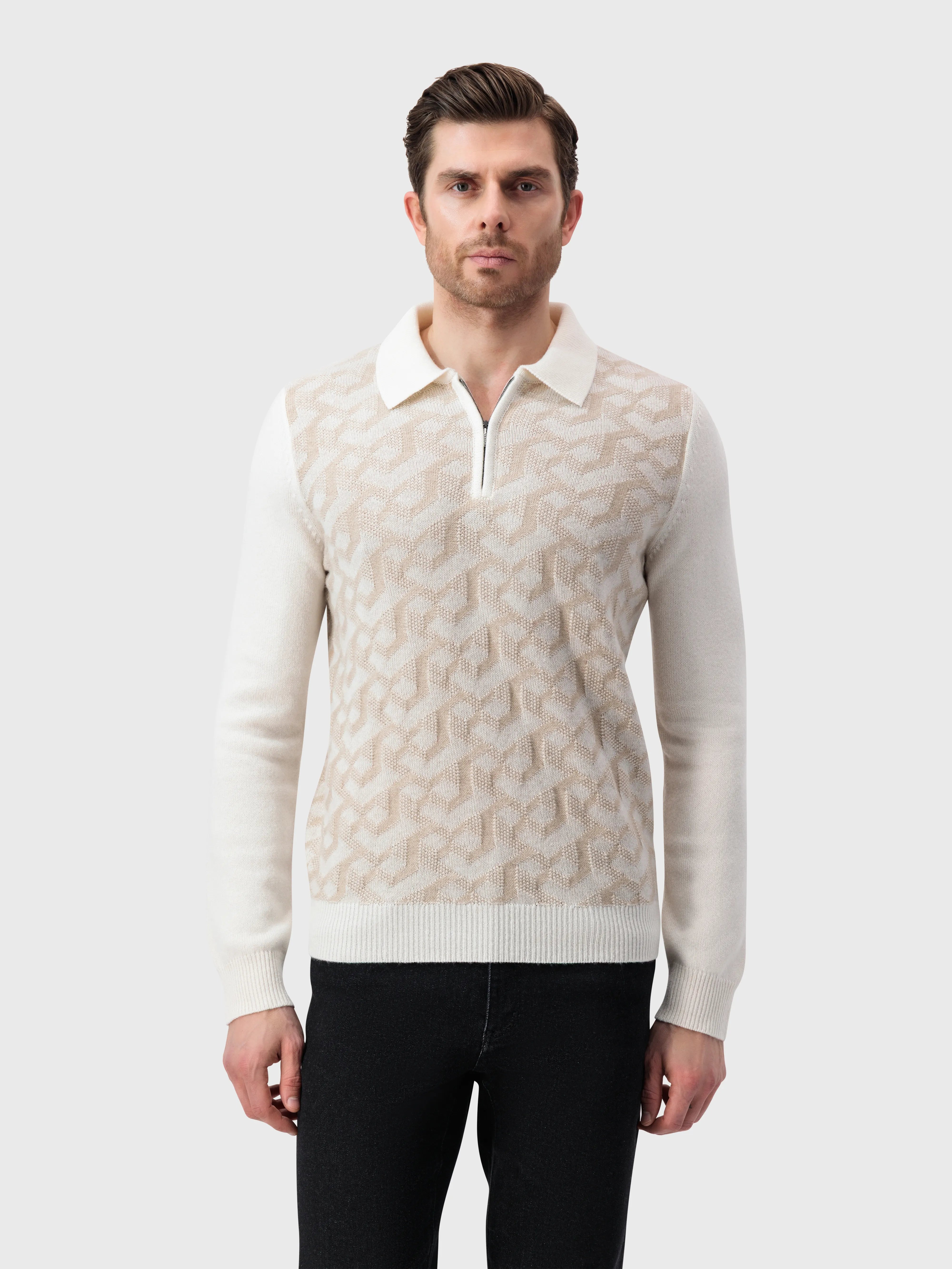 سترة جرافيك بفتحة نصف سحاب - بلوند فون الأشقر