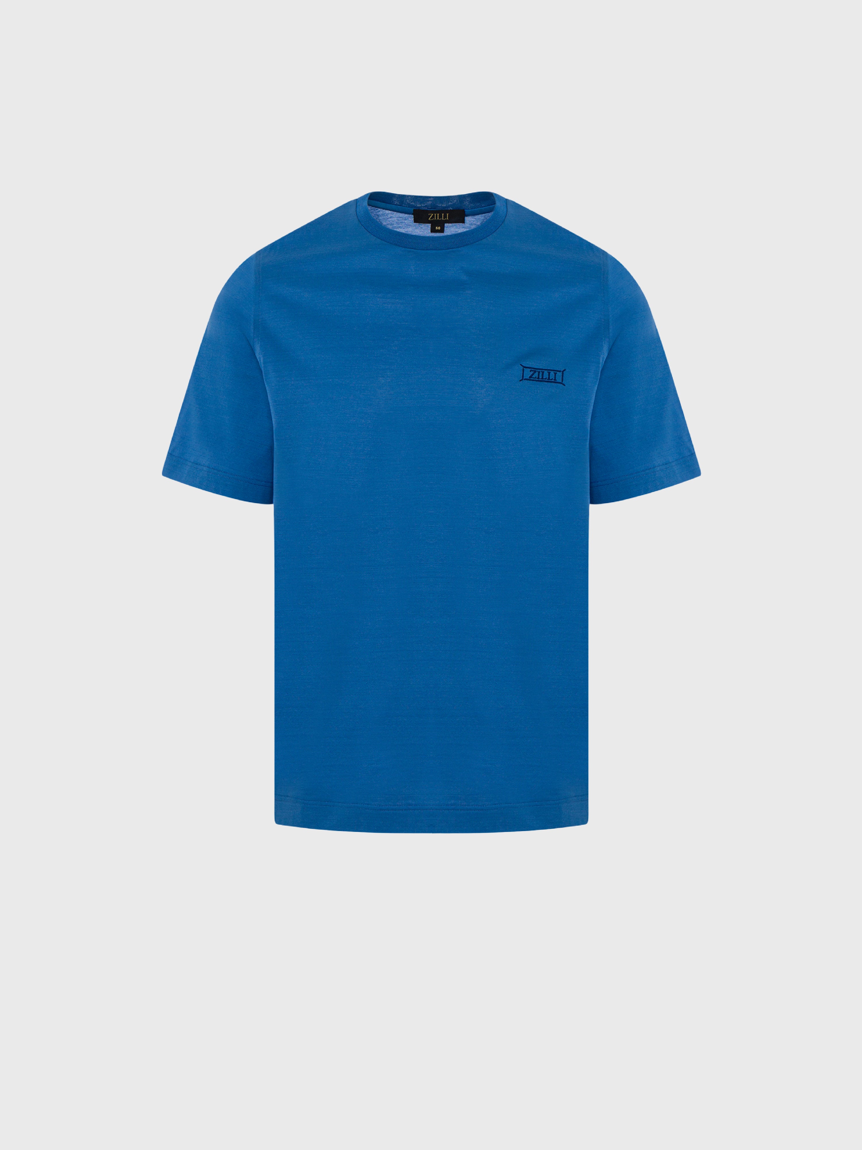 قميص قطن بياقة دائرية برقبة قطنية بإطار زيلي صغير