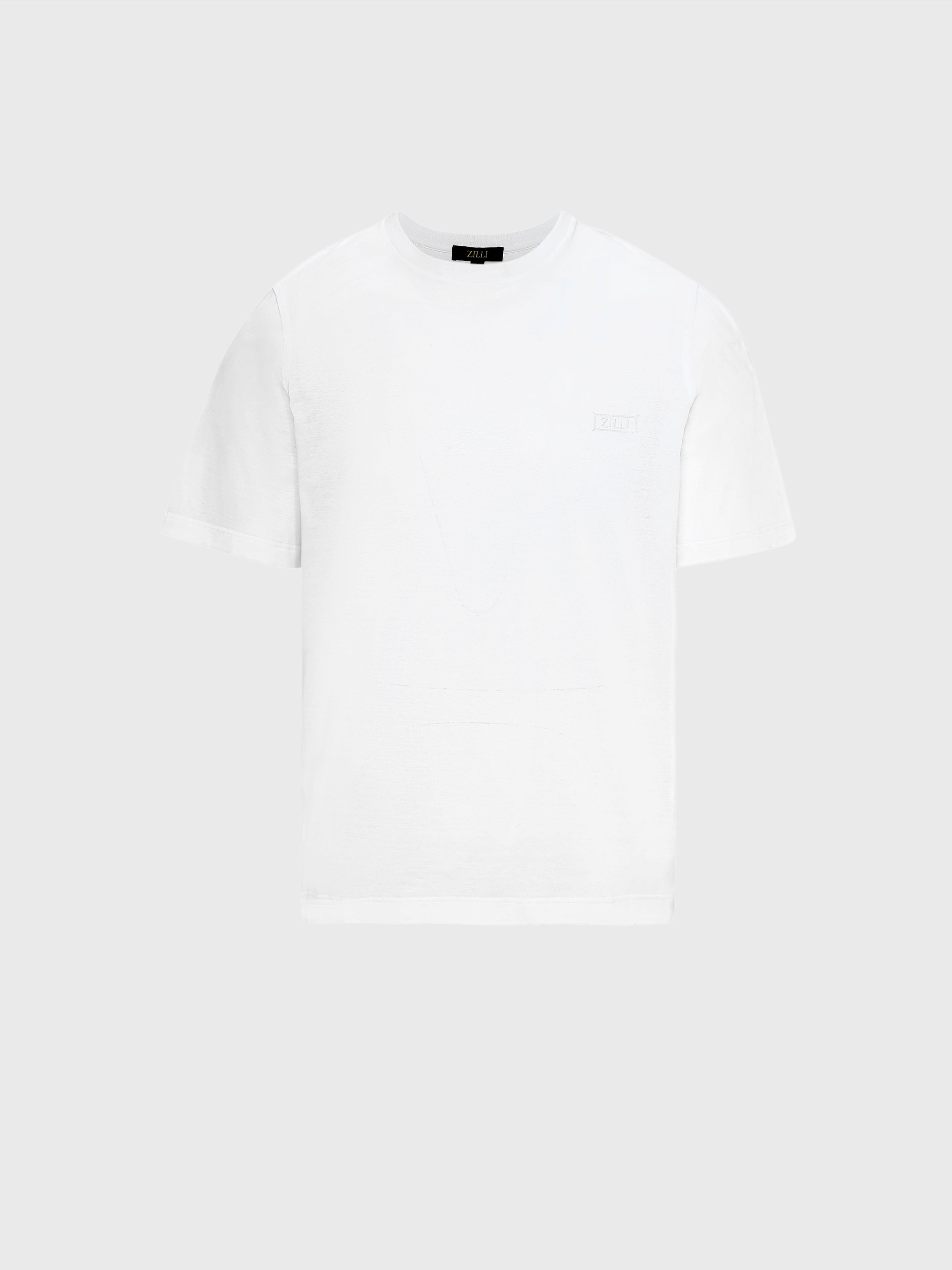 قميص قطن بياقة دائرية برقبة قطنية بإطار زيلي صغير