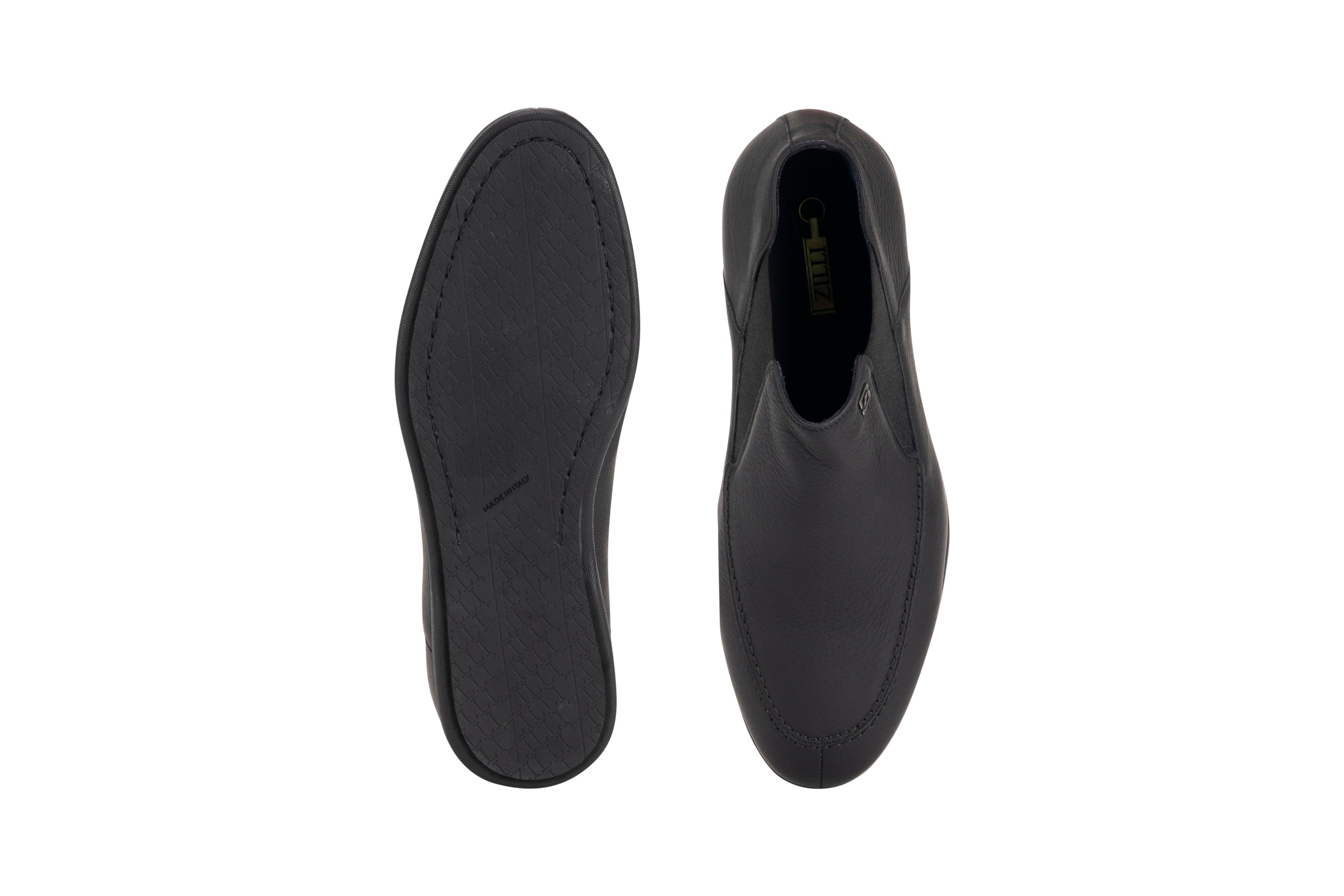 جزمة جلدية سوداء عند الكاحل - ZILLI