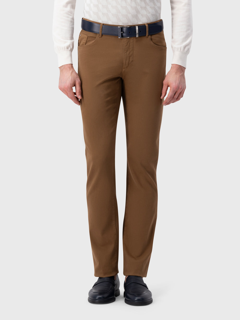 حزام من جلد العجل مع إبزيم قابل للطي - أزرق داكن