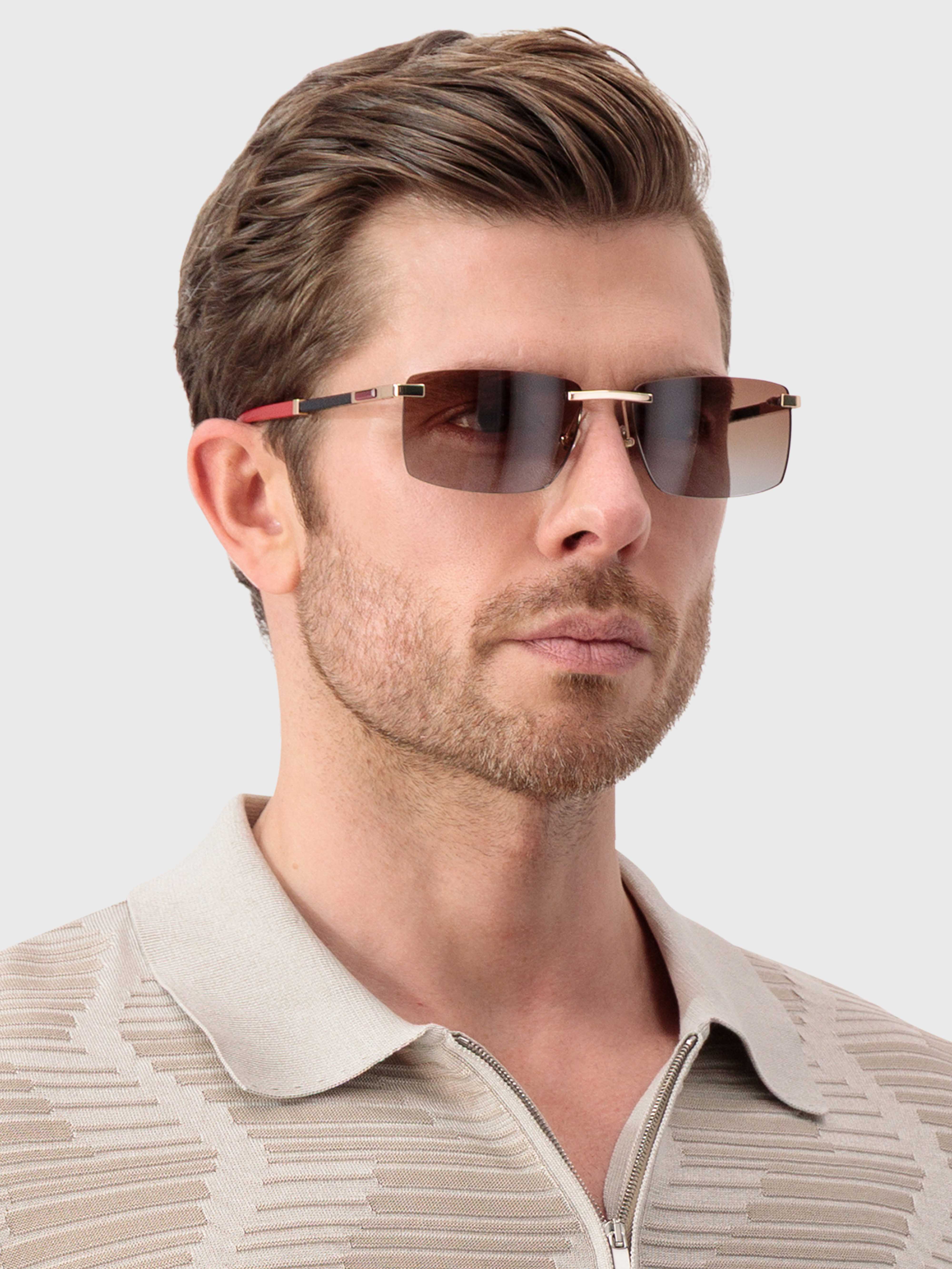 نظارات شمسية ليف - ذهبي لامع وأحمر