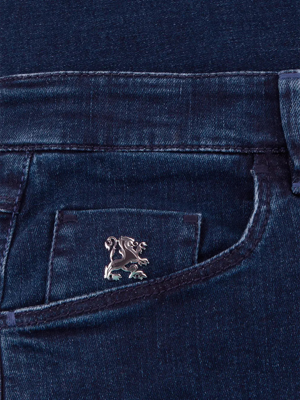 Jeans with Lion Circle Embroidery