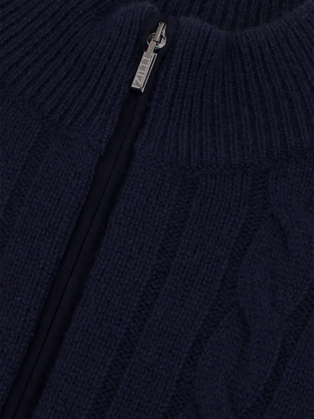 Zipped Mock Neck Sweater with Jacquard Pattern