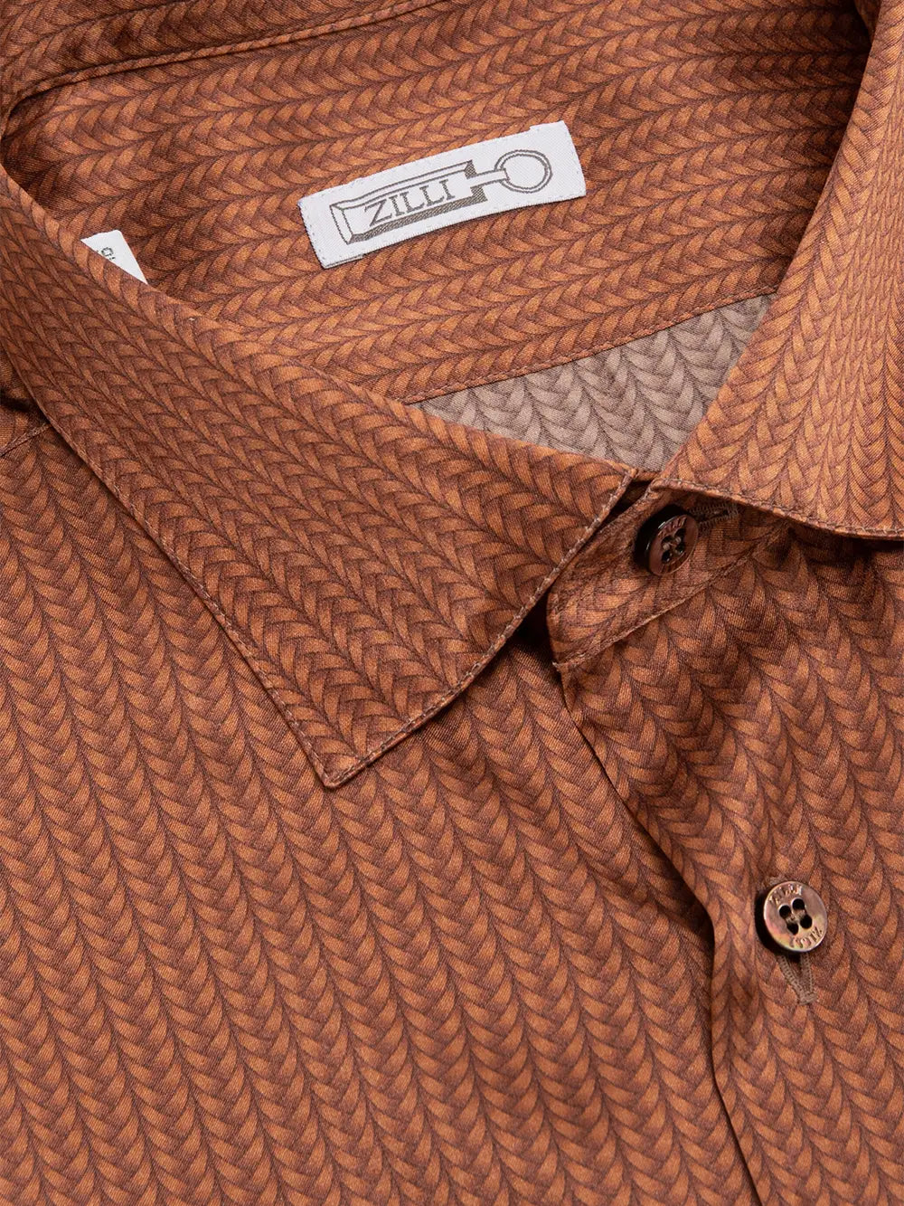 Elegant Long-Sleeve Silk Shirt with Braided Pattern